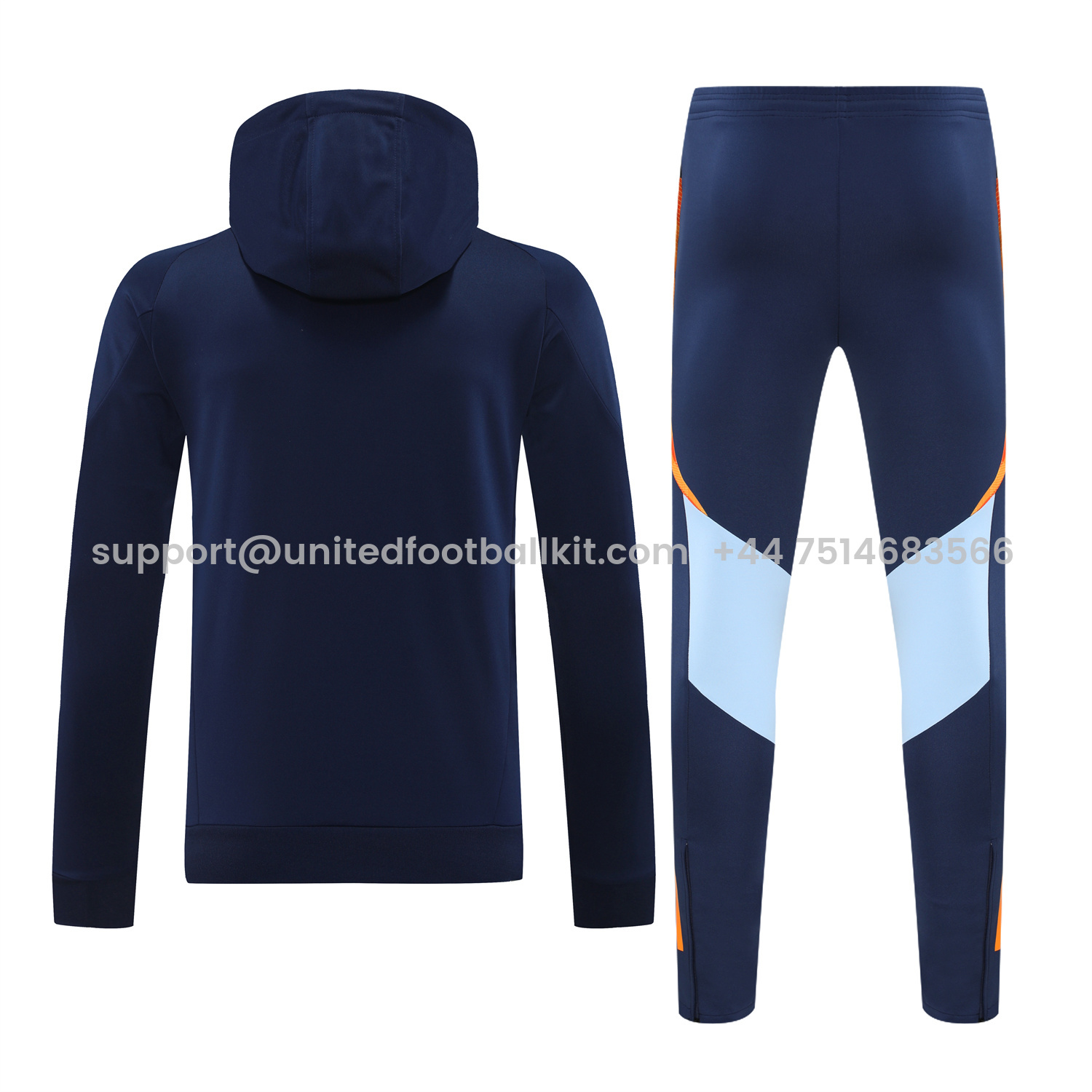 Unitedfootballkit.com | Real Madrid 24-25 Training Hoodie Set - Royal Blue Hoodie and Pants -Customize Name, Number and Patch | Worldwide Shipping