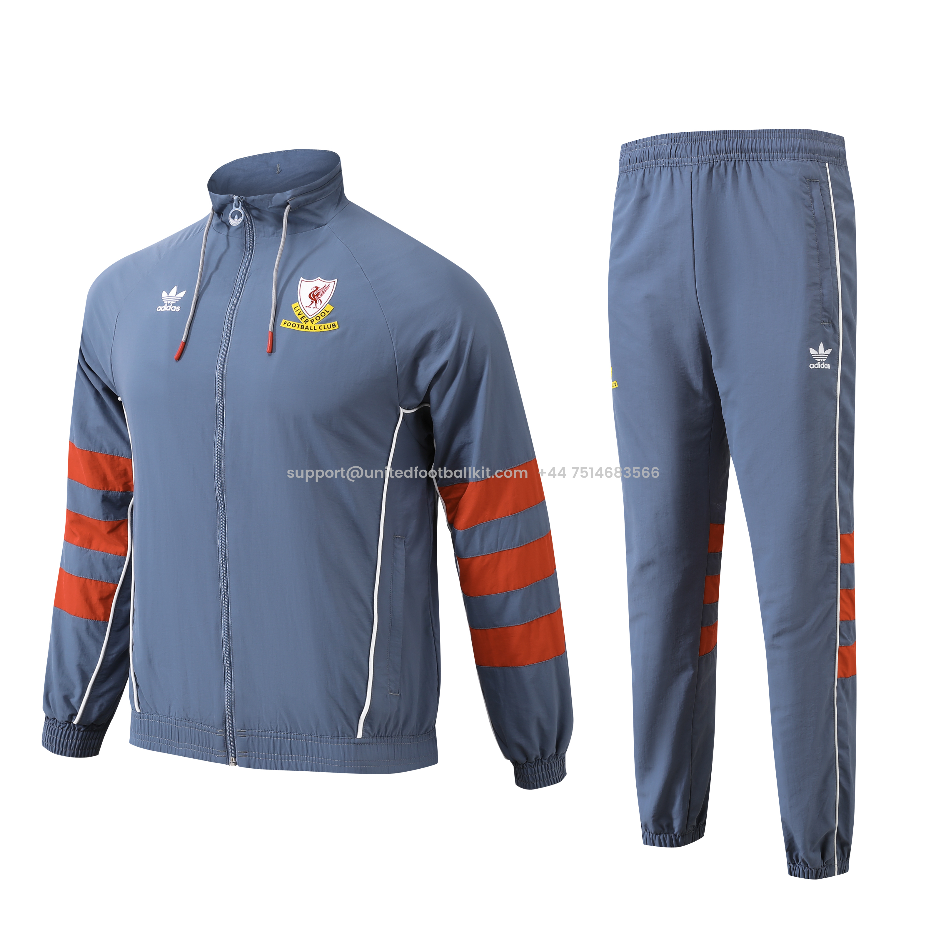 Unitedfootballkit.com | Liver.pool 24-25 Grey Throwback Windbreaker Suit - Jackets & Pants -Customize Name, Number and Patch | Worldwide Shipping