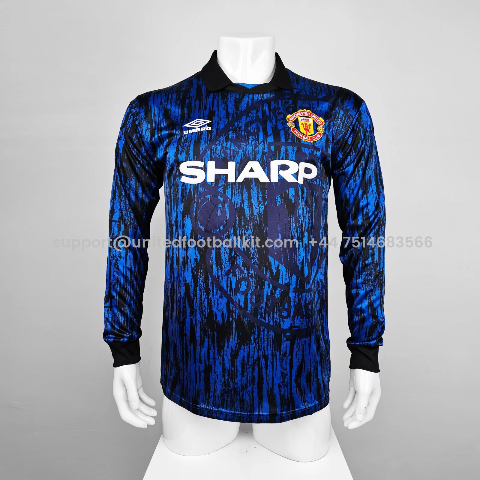 Unitedfootballkit.com | Retro Manchester United 92-94 Away Long Sleeve Jersey -Customize Name, Number and Patch | Worldwide Shipping