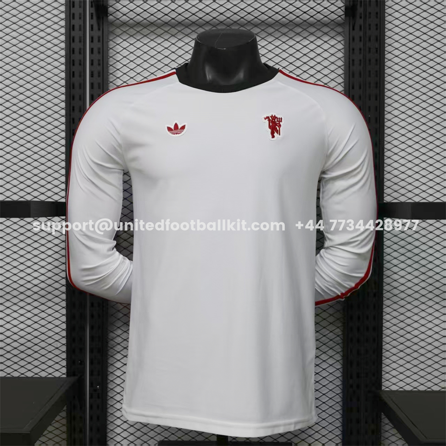 Unitedfootballkit.com | Manchester United 26-27 White Casual Long Sleeves Jersey - Player Version -Customize Name, Number and Patch | Worldwide Shipping