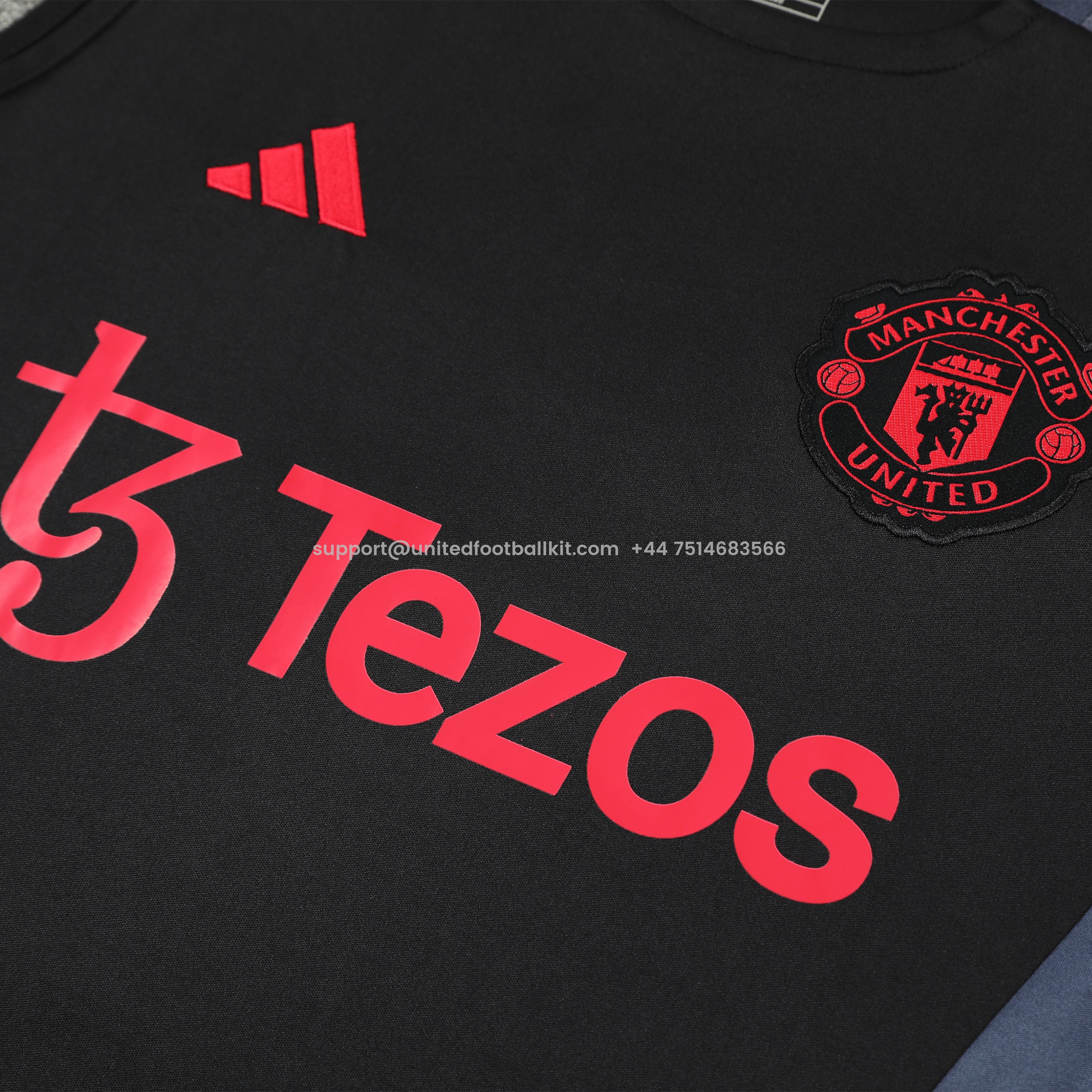 Unitedfootballkit.com | Manchester United 24-25 Vest Training Set - Black -Customize Name, Number and Patch | Worldwide Shipping