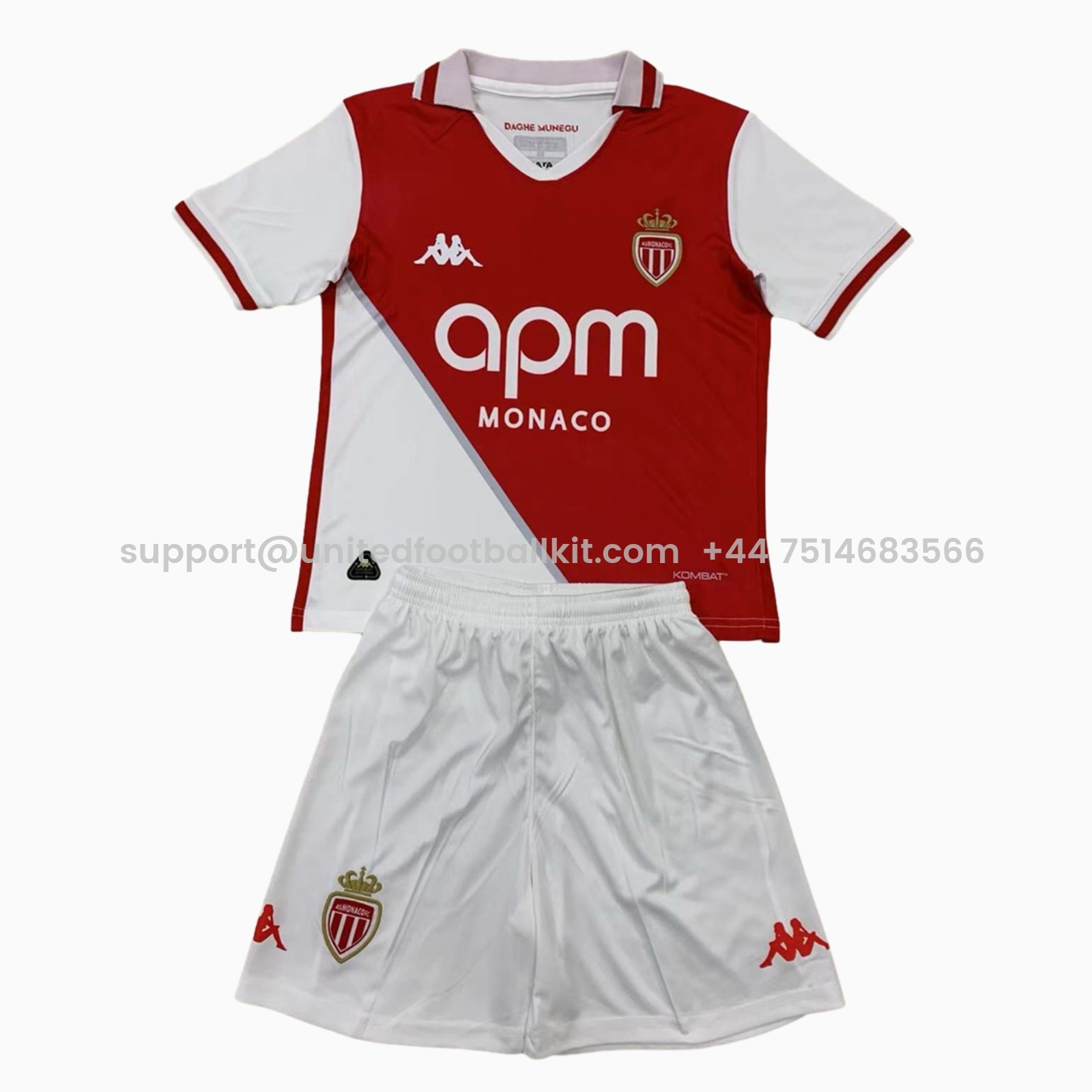 Unitedfootballkit.com | AS Monaco 24-25 Home Men's Adult Jersey Set - Fans Version -Customize Name, Number and Patch | Worldwide Shipping