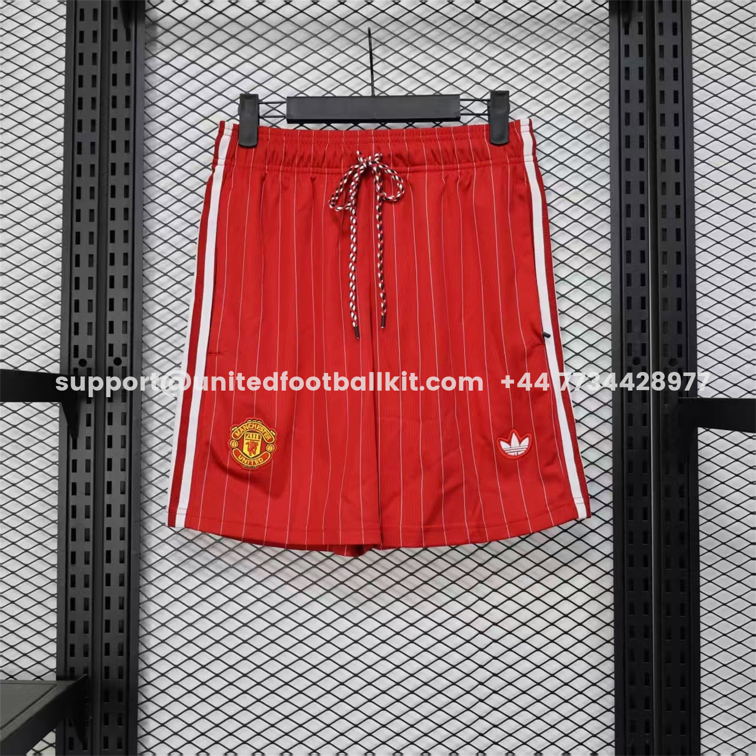 Unitedfootballkit.com | Manchester United 25-26 Trefoil Red Travel Shorts - Player Version -Customize Name, Number and Patch | Worldwide Shipping
