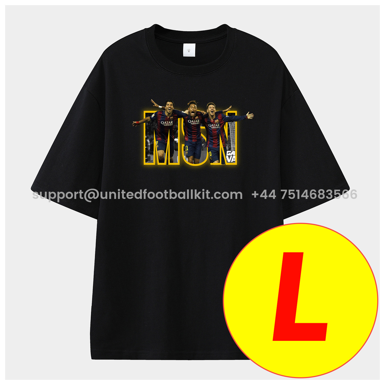 Unitedfootballkit.com | Messi GOAT Argentina Barcelona INT M.A.M Unisex Pure Cotton T-shirt -Customize Name, Number and Patch | Worldwide Shipping
