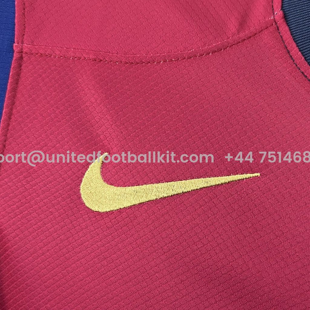 Unitedfootballkit.com | Barcelona 24-25 Home Unsponsored 125th Anniversary Jersey - Fans Version -Customize Name, Number and Patch | Worldwide Shipping