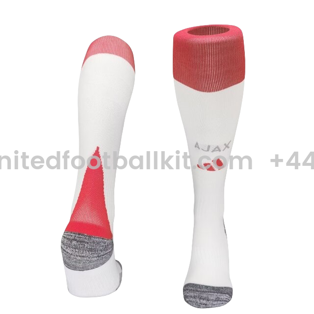 Unitedfootballkit.com | Ajax 24-25 Home Socks - White -Customize Name, Number and Patch | Worldwide Shipping