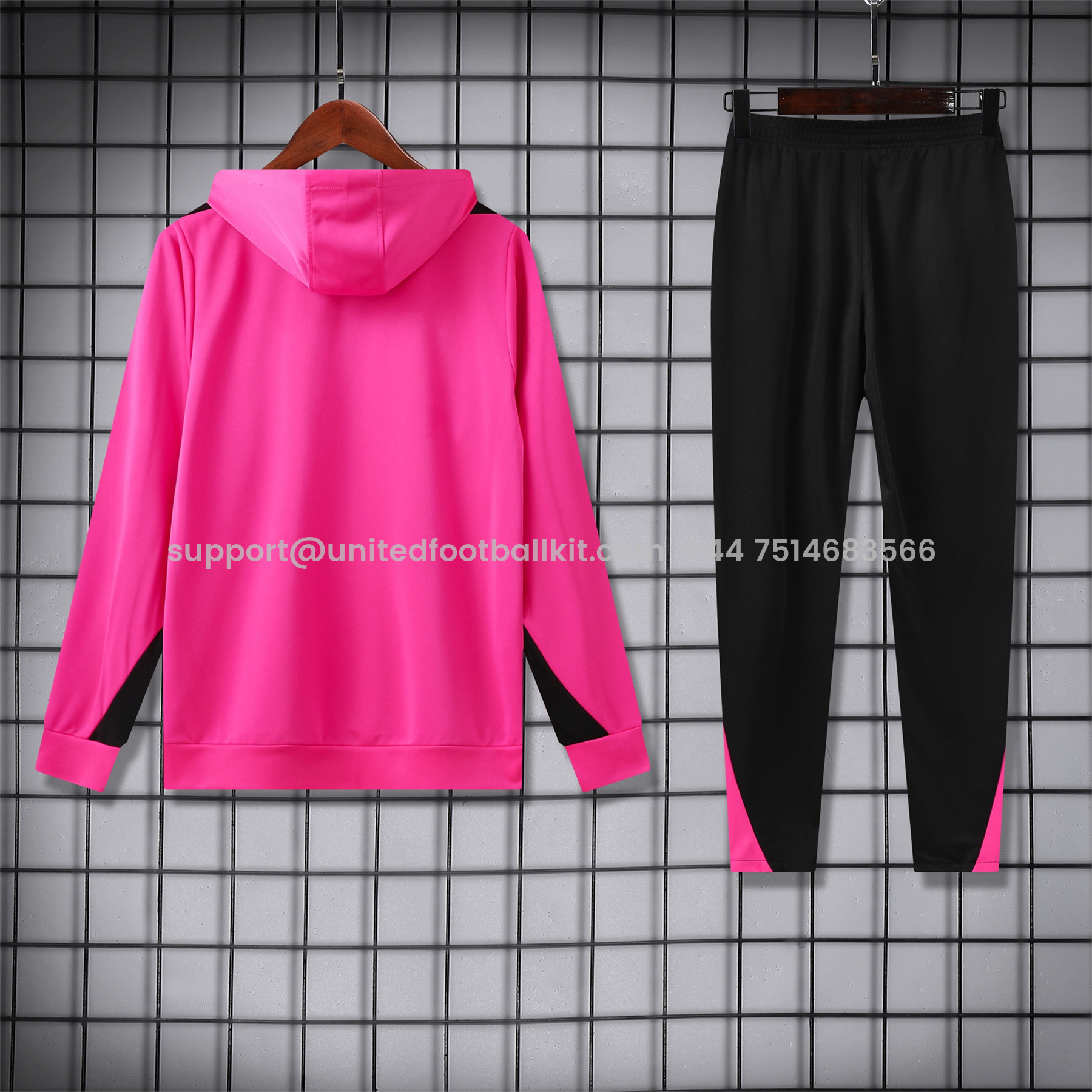 Unitedfootballkit.com | C.H.E.L.S.E.A 24-25 Training Hoodie Set - Pink Hoodie and Black Pants -Customize Name, Number and Patch | Worldwide Shipping