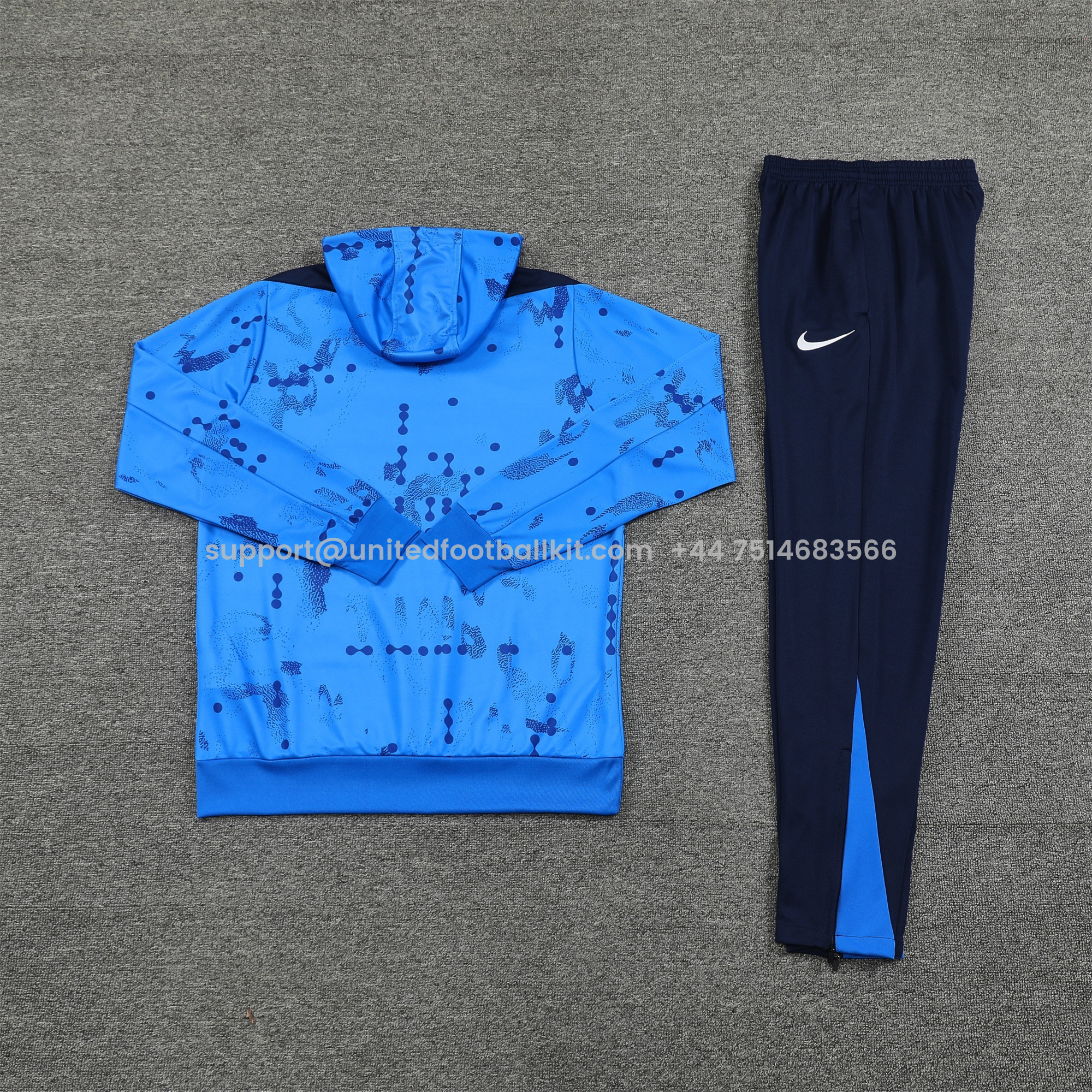 Unitedfootballkit.com | C.H.E.L.S.E.A 24-25 Long Sleeve Training Set - Blue Hoodie and Deep Blue Pants -Customize Name, Number and Patch | Worldwide Shipping