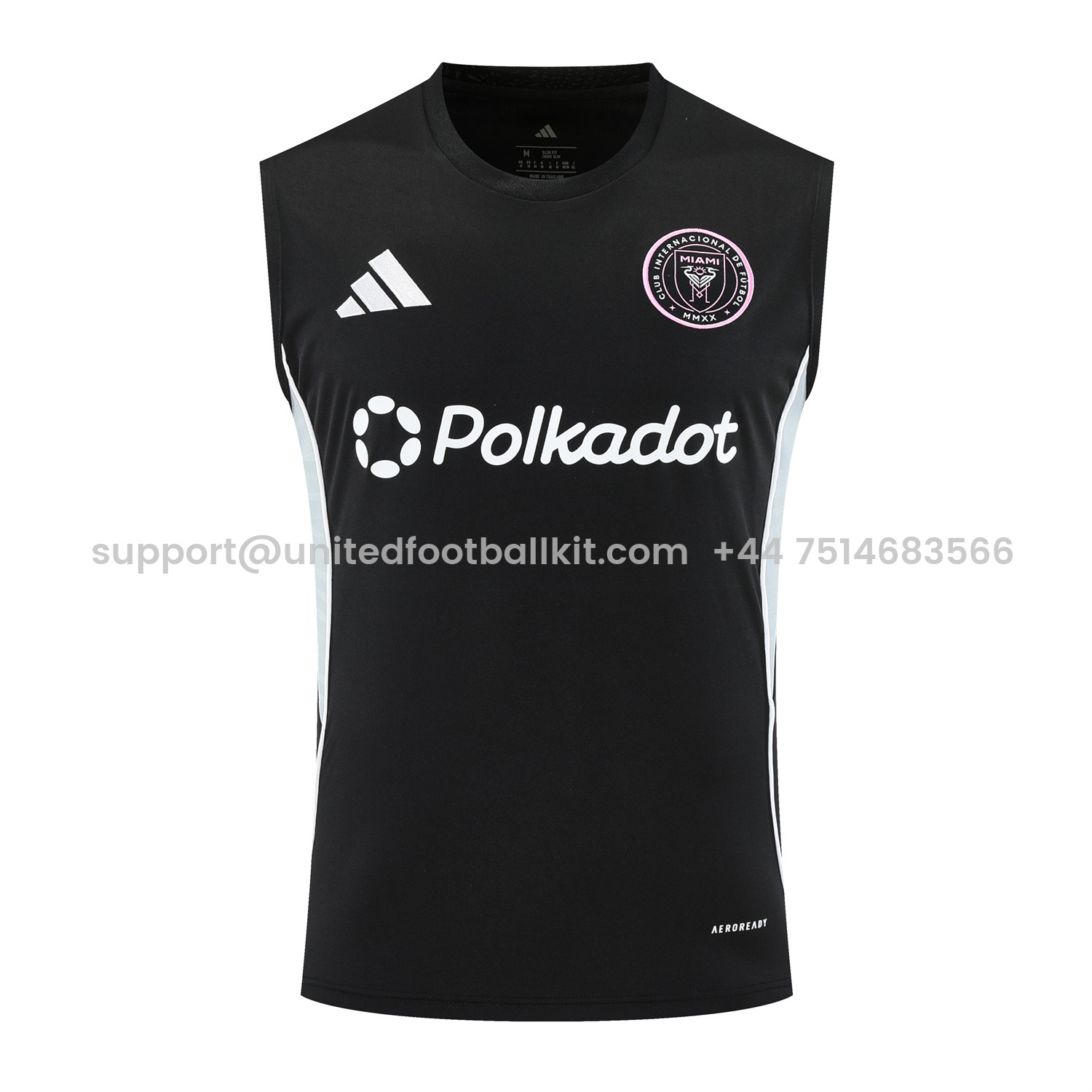 Unitedfootballkit.com | INT M.A.M 25-26 Vest Training Set - Black And Light Grey Vest & Black Shorts -Customize Name, Number and Patch | Worldwide Shipping