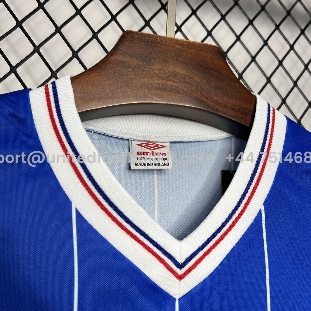 Unitedfootballkit.com | Retro Glasgow Rangers 1982-83 Home Stadium Jersey -Customize Name, Number and Patch | Worldwide Shipping