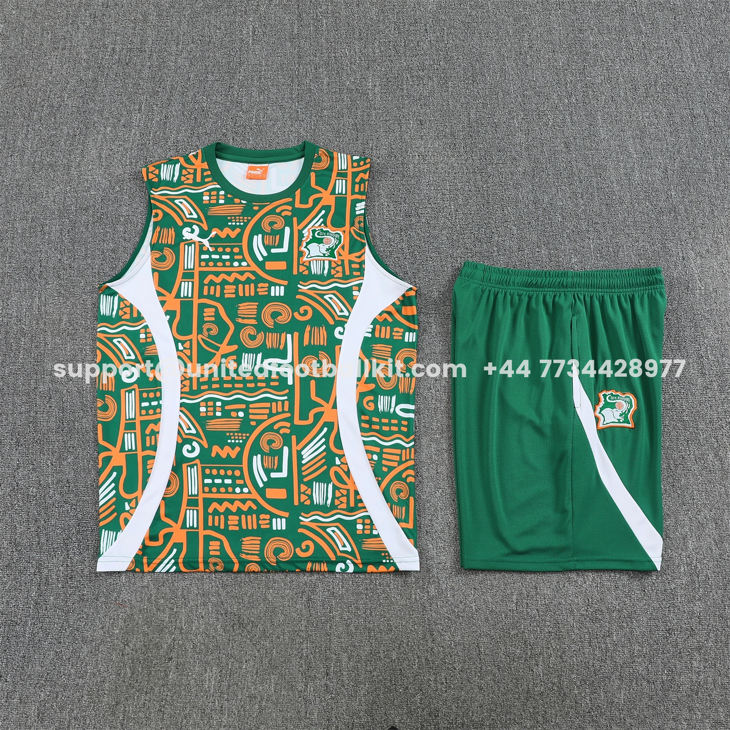 Unitedfootballkit.com | Ivory Coast 2026 Vest Training Set - Green Vest and Shorts -Customize Name, Number and Patch | Worldwide Shipping