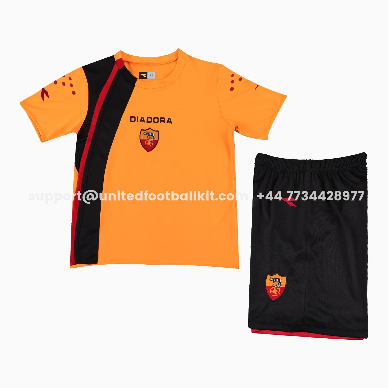 Unitedfootballkit.com | Retro Roma 2005-06 Home Kids Kit -Customize Name, Number and Patch | Worldwide Shipping