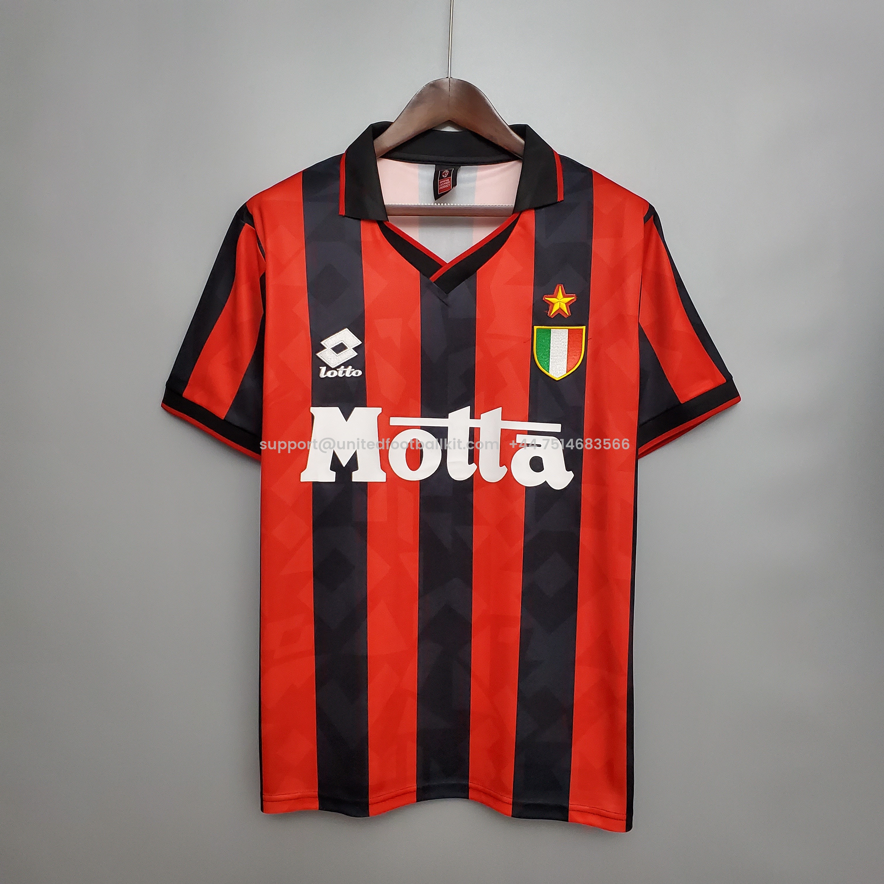 Unitedfootballkit.com | Retro AC Milan 93-94 Home Stadium Jersey -Customize Name, Number and Patch | Worldwide Shipping