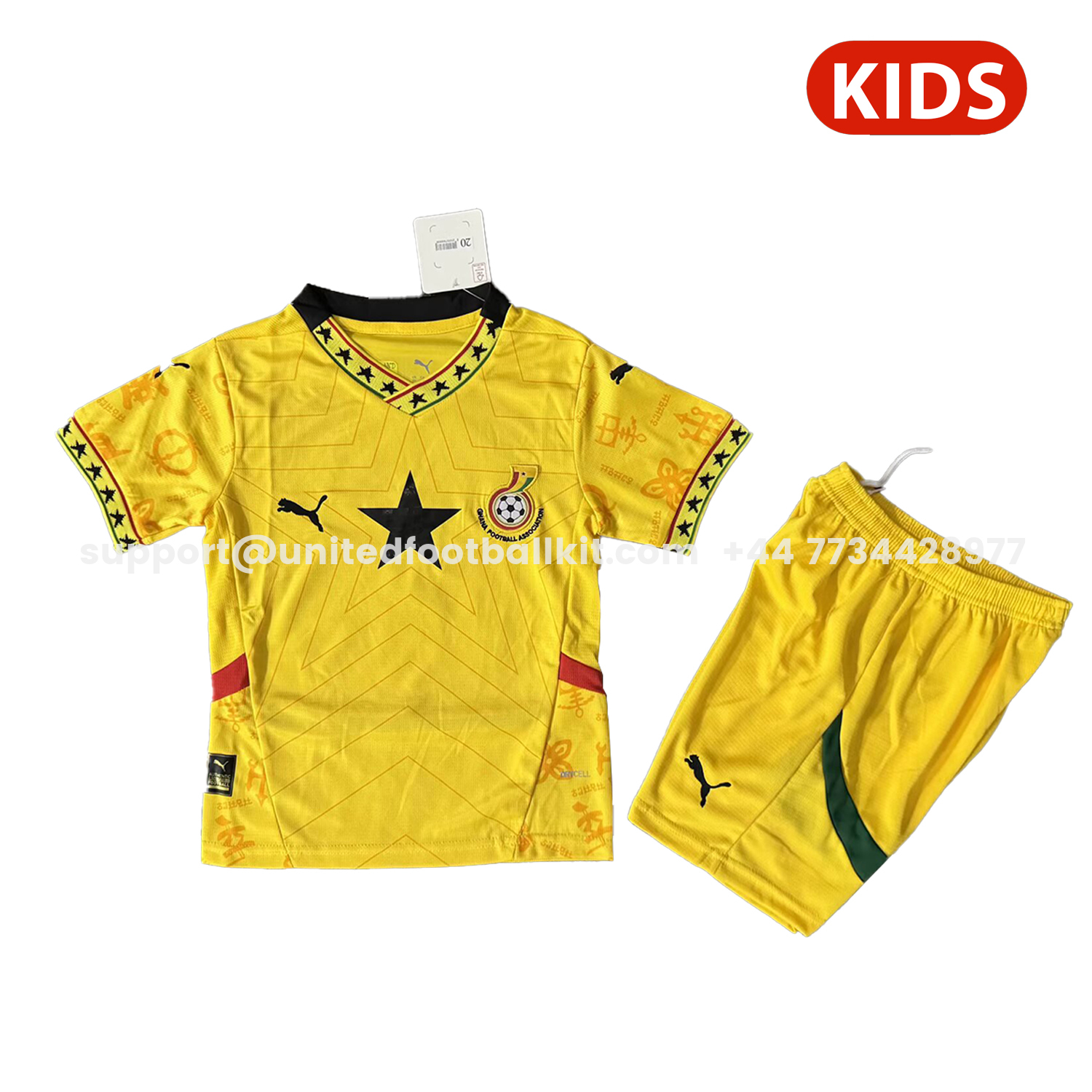 Unitedfootballkit.com | Ghana 25-26 Away Kids Kit -Customize Name, Number and Patch | Worldwide Shipping