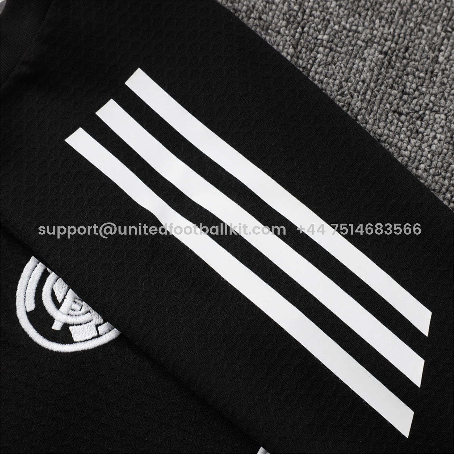 Unitedfootballkit.com | Real Madrid 25-26 Short-Sleeve Training Set - Black Top and Black Shorts -Customize Name, Number and Patch | Worldwide Shipping