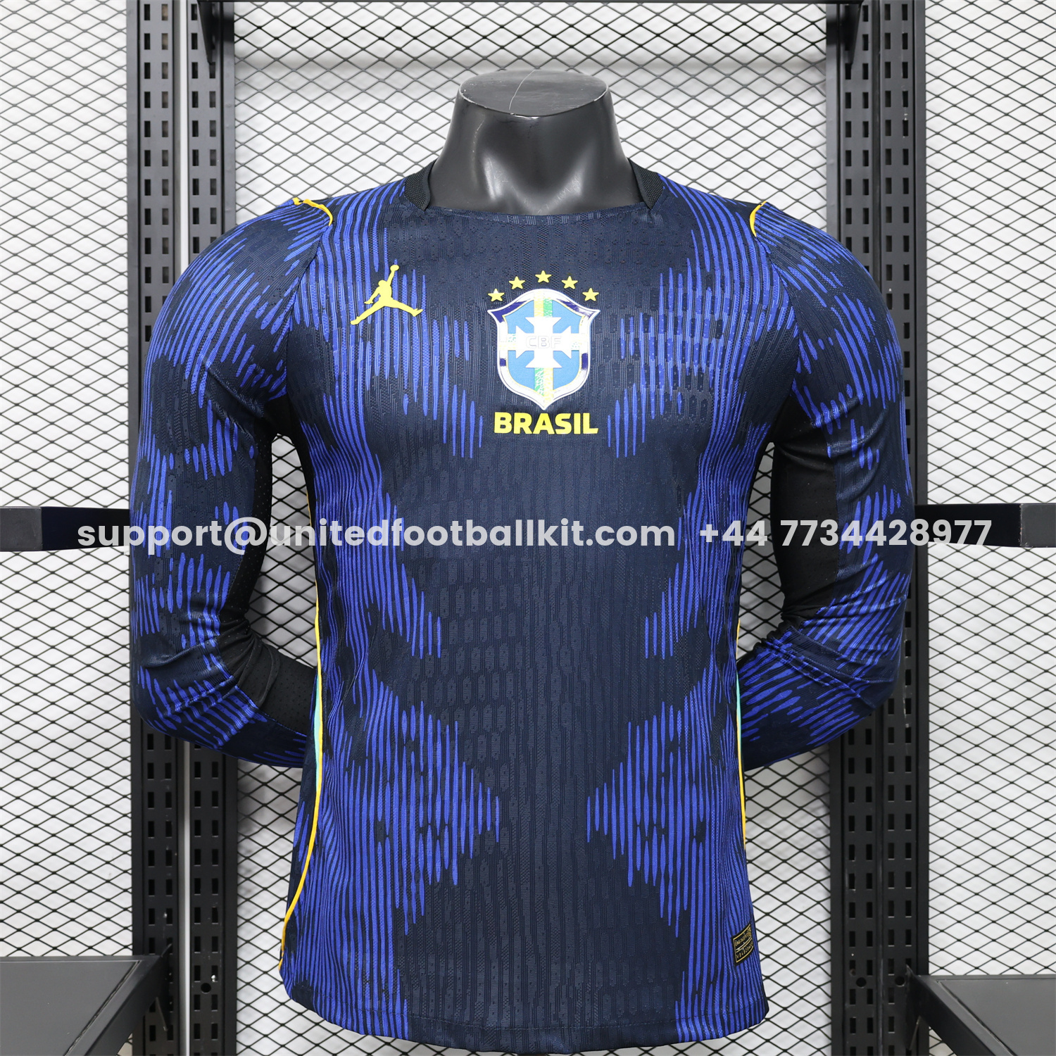 Unitedfootballkit.com | Brazil 2026 Away Blue Long Sleeves Jersey - Player Version -Customize Name, Number and Patch | Worldwide Shipping
