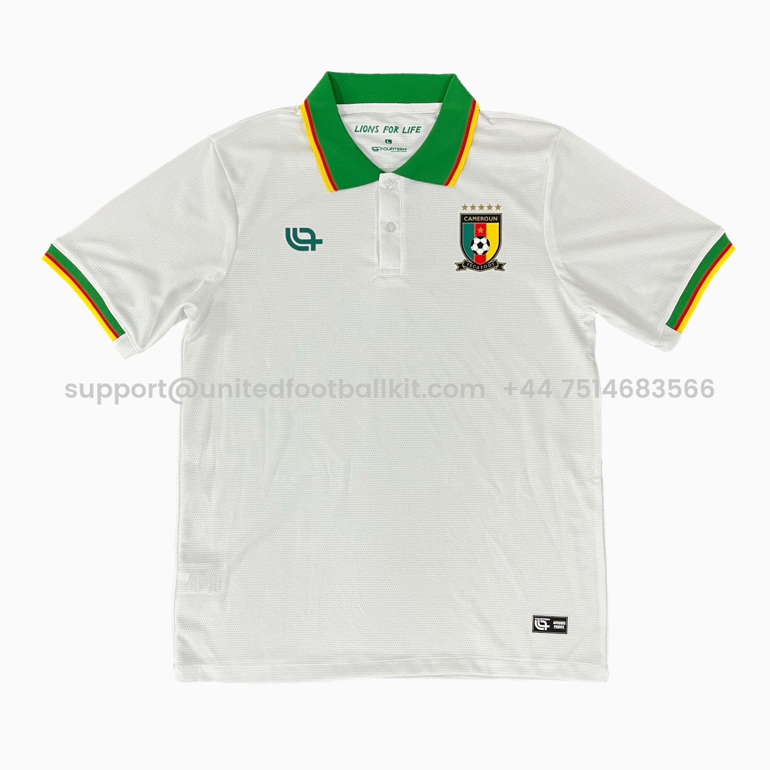 Unitedfootballkit.com | Cameroon 25-26 White Polo Training Jersey - Fans Version -Customize Name, Number and Patch | Worldwide Shipping