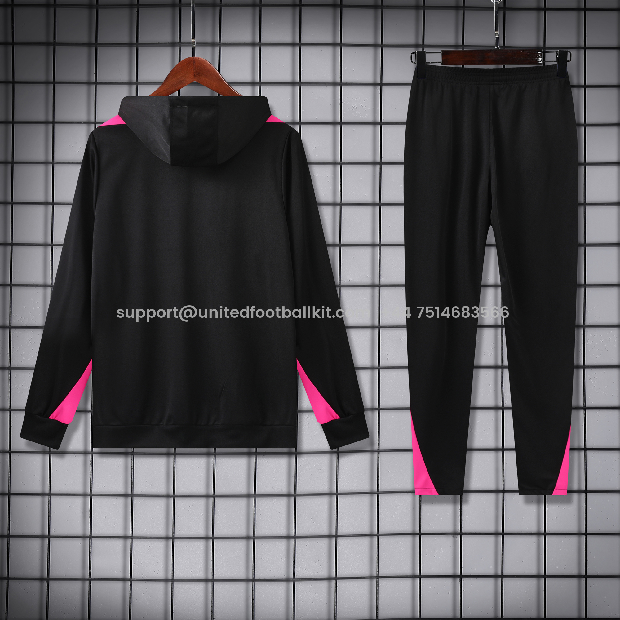 Unitedfootballkit.com | C.H.E.L.S.E.A 24-25 Training Hoodie Set - Black Hoodie and Black Pants -Customize Name, Number and Patch | Worldwide Shipping