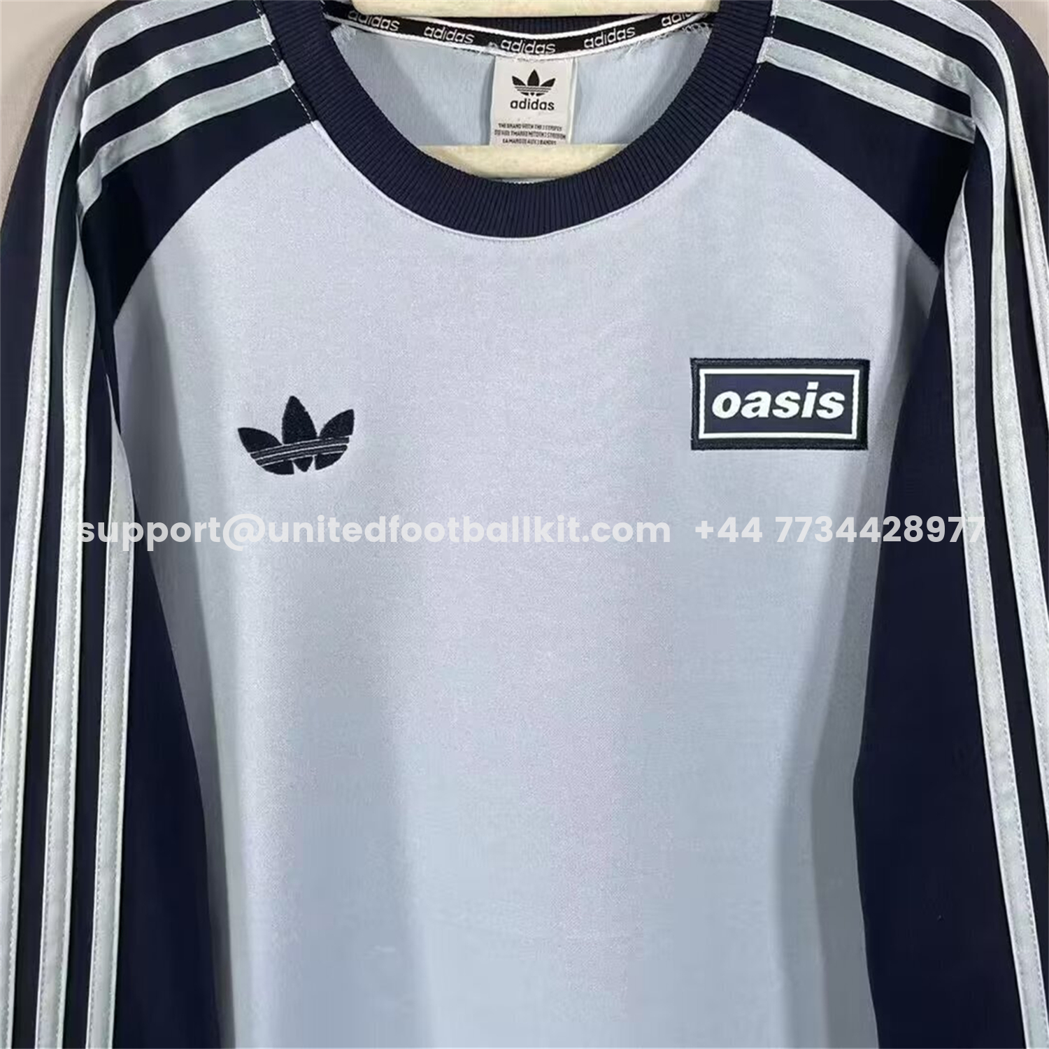 Unitedfootballkit.com | Adidas 25-26 Oasis Originals Tour Light Blue Long Sleeves Jersey - Fans Version -Customize Name, Number and Patch | Worldwide Shipping