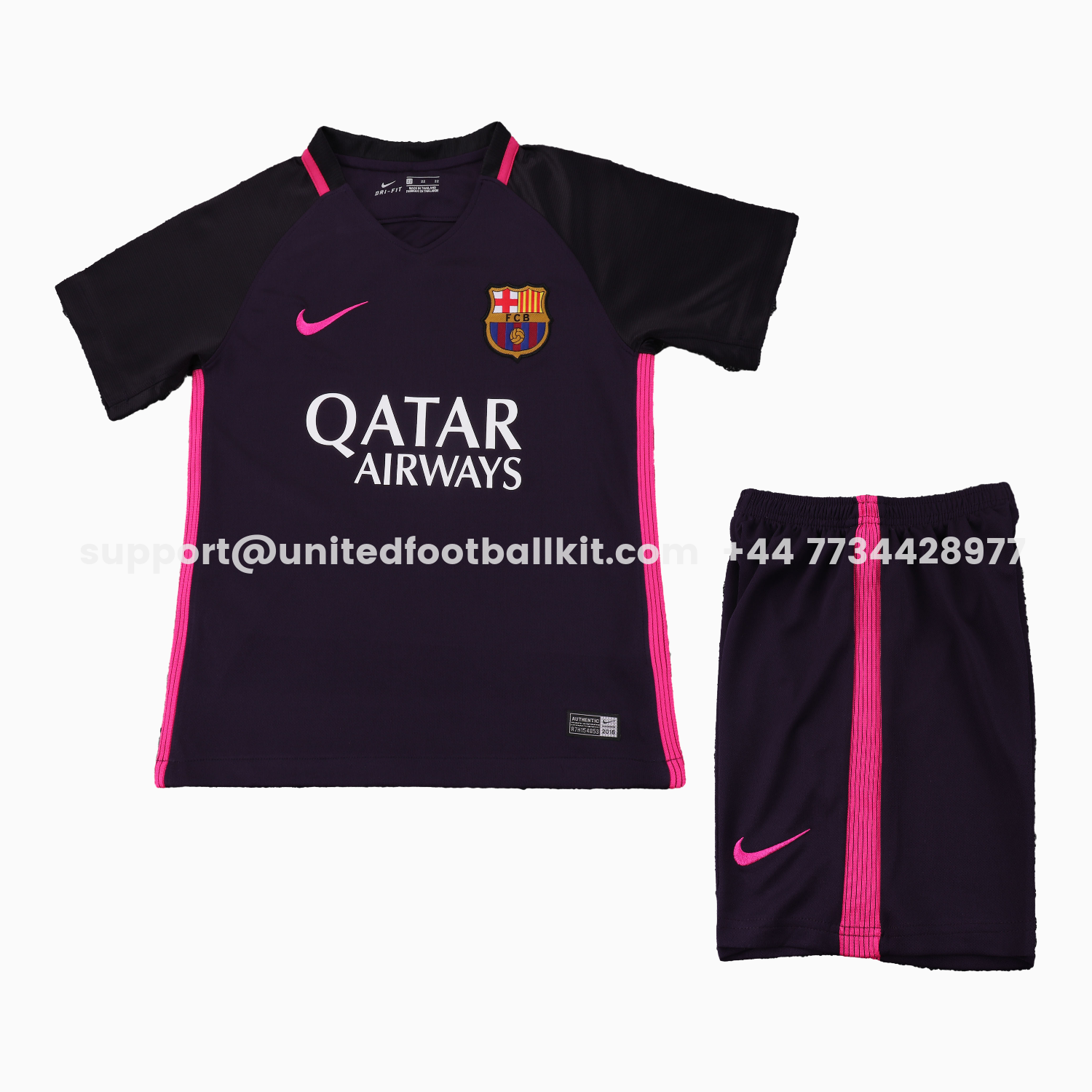 Unitedfootballkit.com | Retro Barcelona 2016-17 Away Kids Kit -Customize Name, Number and Patch | Worldwide Shipping