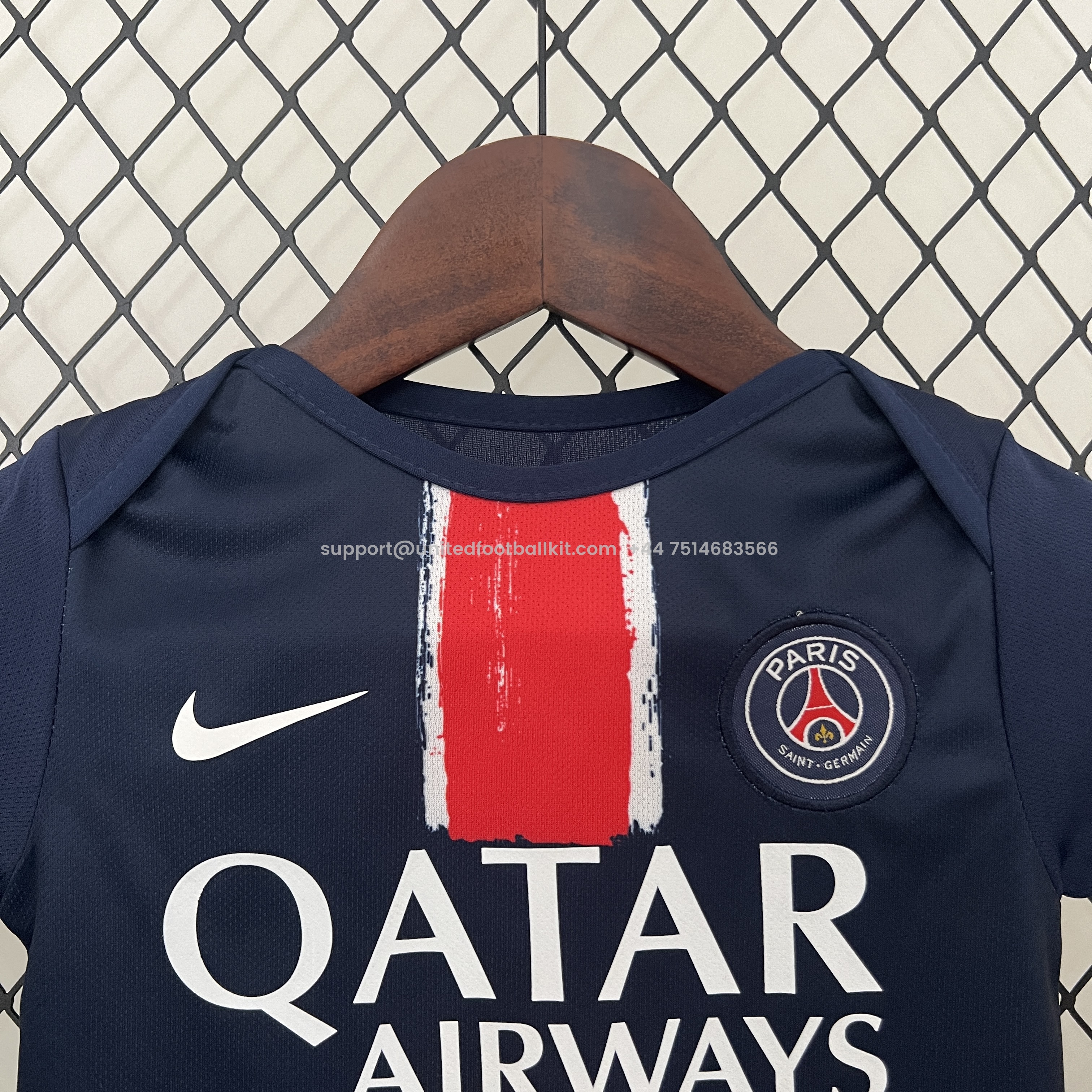 Unitedfootballkit.com | Paris Saint-Germain PSG 24-25 Home Baby Crawling Suit -Customize Name, Number and Patch | Worldwide Shipping