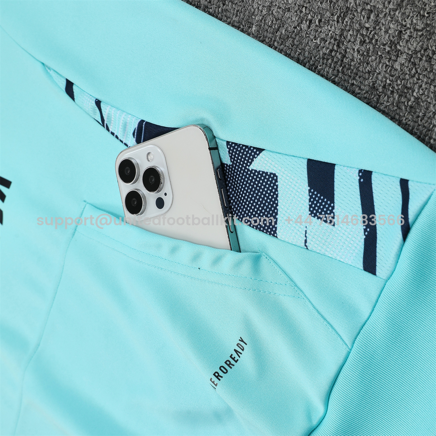 Unitedfootballkit.com | Real Madrid 24-25 Training Hoodie Set - Cyan Hoodie and Deep Blue Pants -Customize Name, Number and Patch | Worldwide Shipping