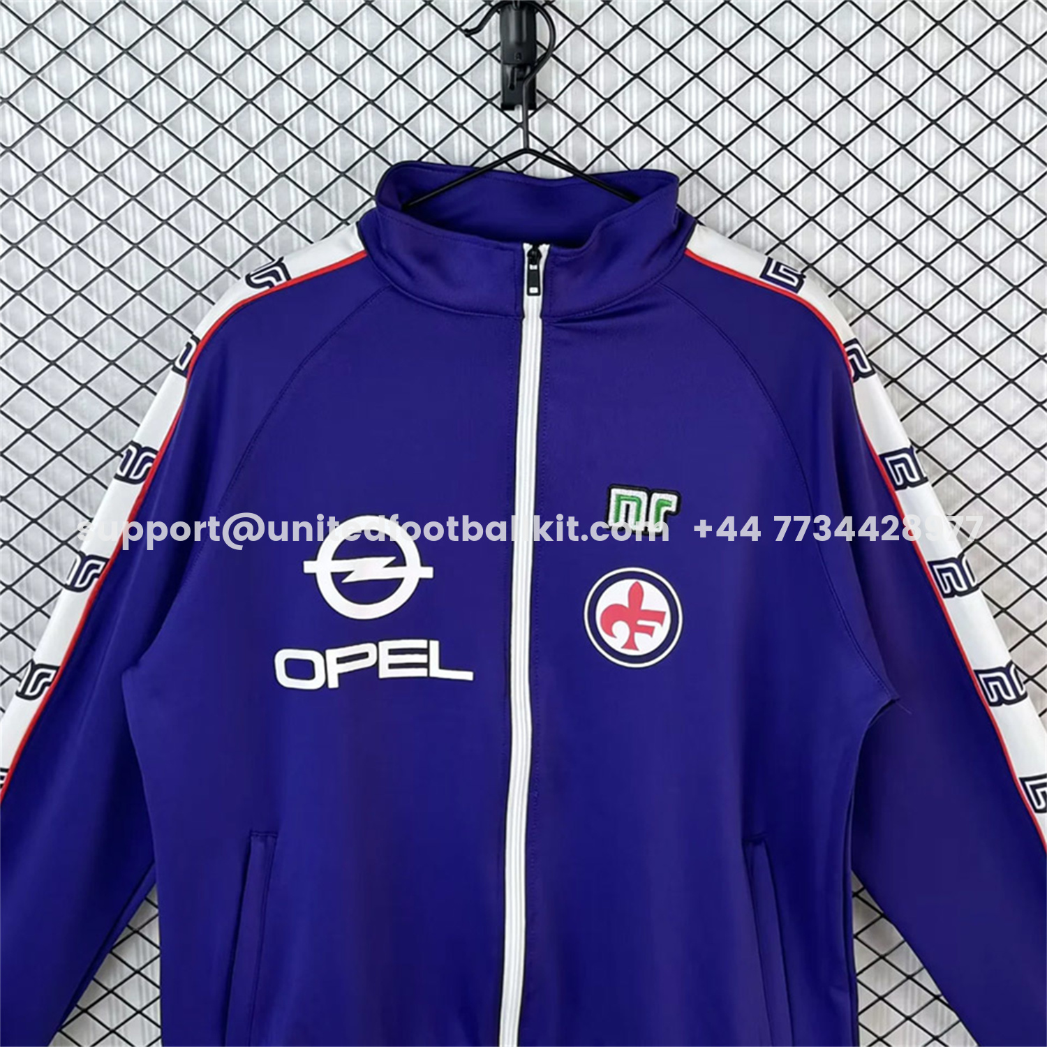 Unitedfootballkit.com | Retro Fiorentina 1985-86 Windbreaker Jacket - Blue -Customize Name, Number and Patch | Worldwide Shipping