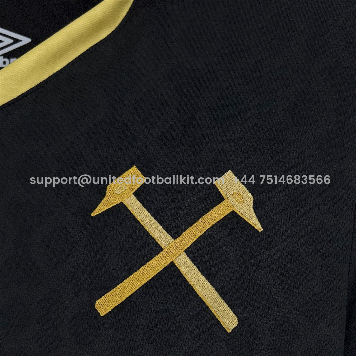 Unitedfootballkit.com | West Ham United 25-26 Third Black Jersey - Fans Version -Customize Name, Number and Patch | Worldwide Shipping
