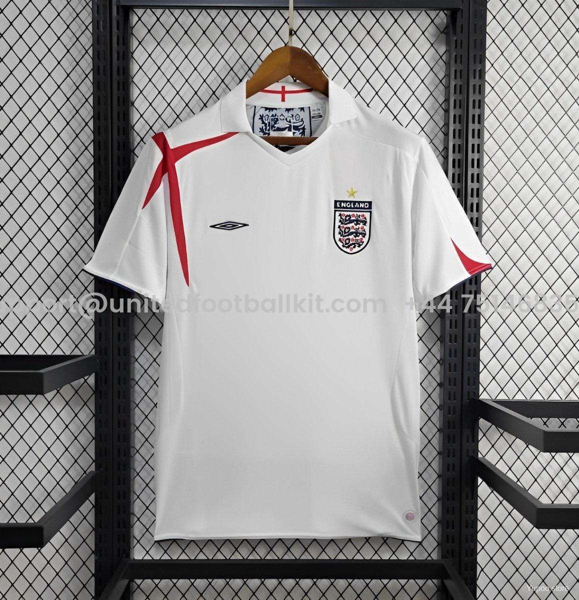 Unitedfootballkit.com | Retro England 2006 Home Stadium Jersey -Customize Name, Number and Patch | Worldwide Shipping