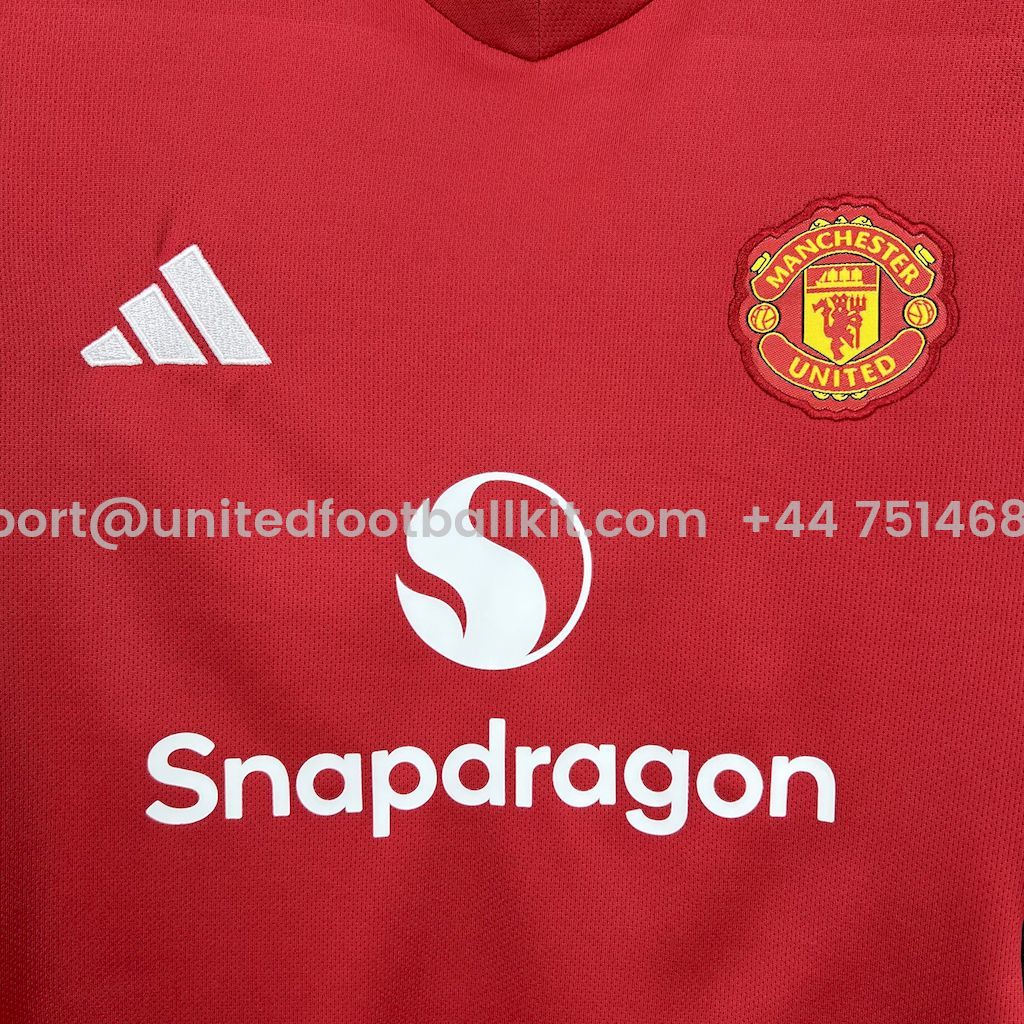 Unitedfootballkit.com | Manchester United 25-26 Home Kids Kit -Customize Name, Number and Patch | Worldwide Shipping