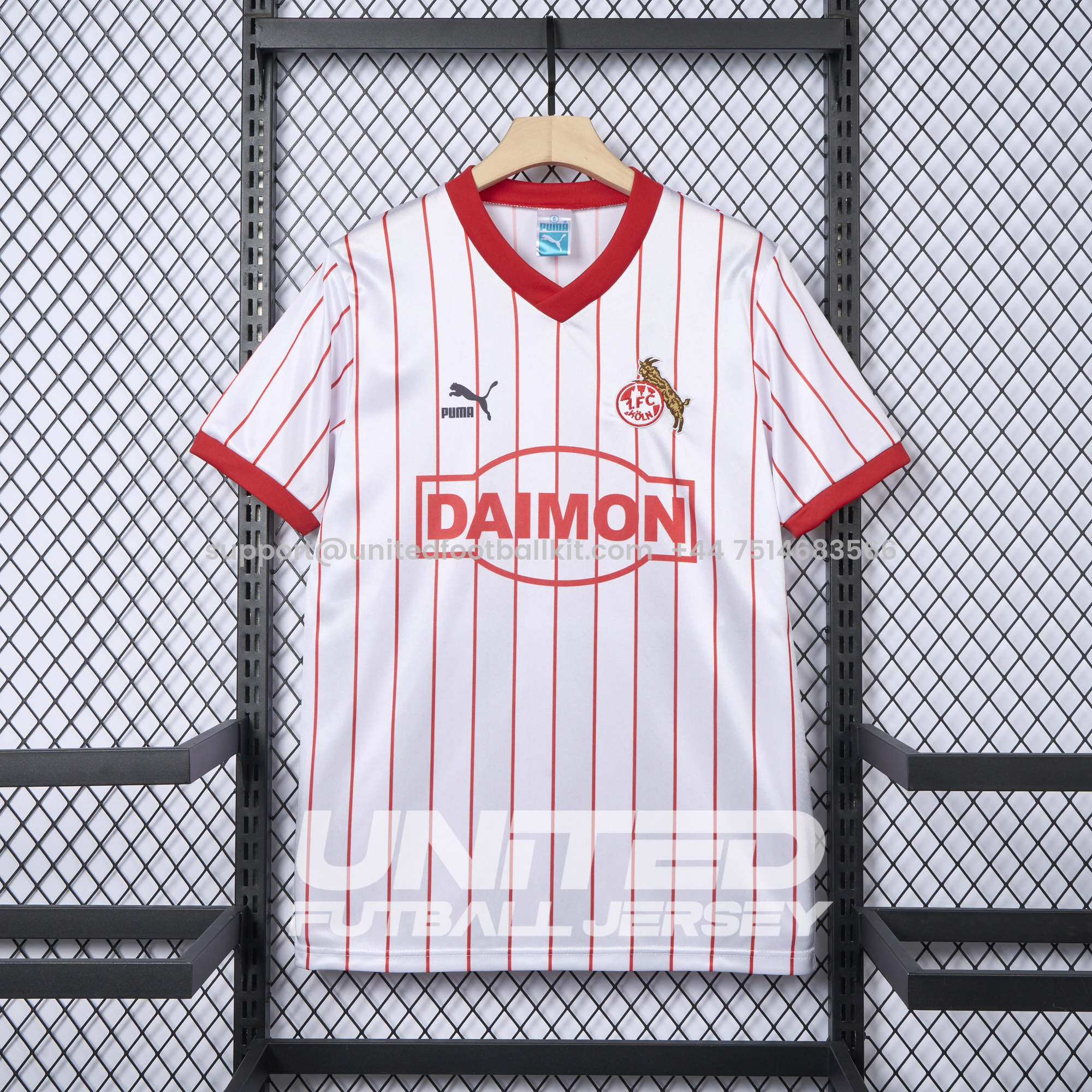 Unitedfootballkit.com | Retro 1. FC Köln 1985-86 Home Jersey -Customize Name, Number and Patch | Worldwide Shipping