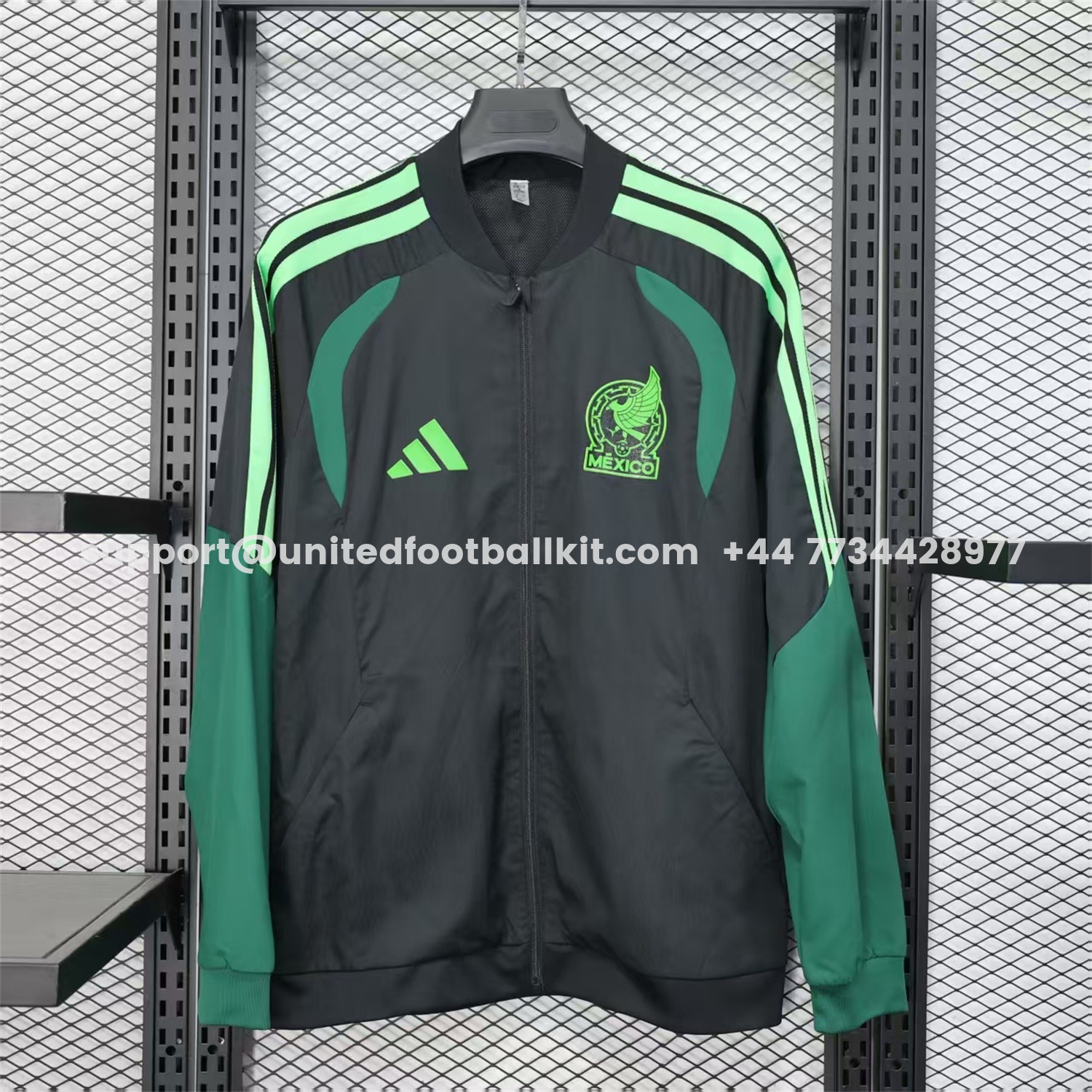 Unitedfootballkit.com | Mexico 25-26 Green And Black Windbreaker Jacket -Customize Name, Number and Patch | Worldwide Shipping