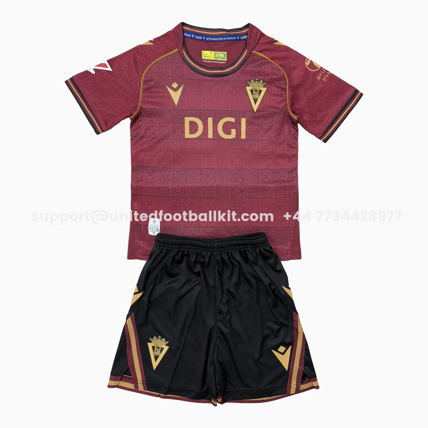 Unitedfootballkit.com | Cádiz 25-26 Away Kids Kit -Customize Name, Number and Patch | Worldwide Shipping