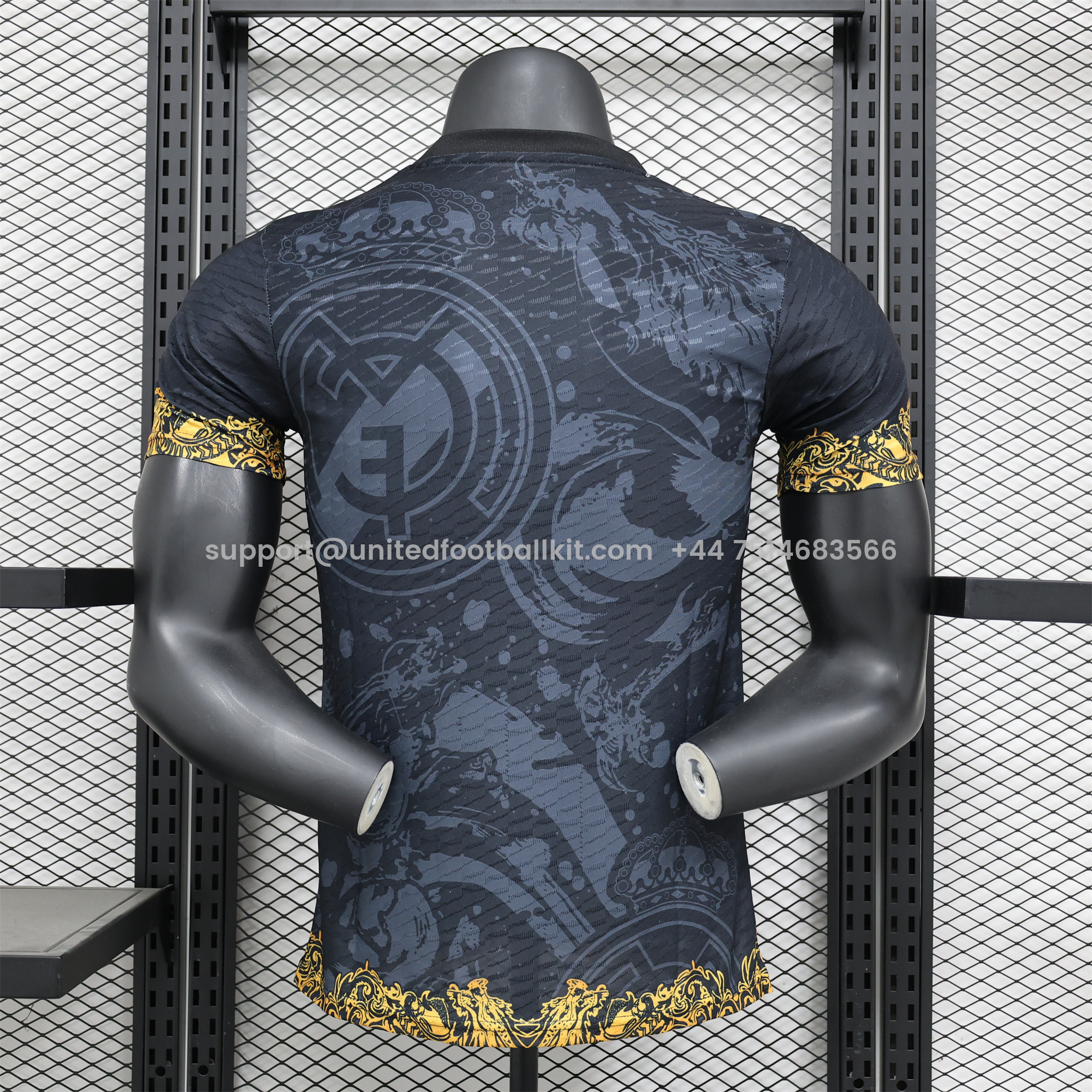 Unitedfootballkit.com | Real Madrid 24-25 Gold Loong Black Special Edition Jersey - Player Version -Customize Name, Number and Patch | Worldwide Shipping