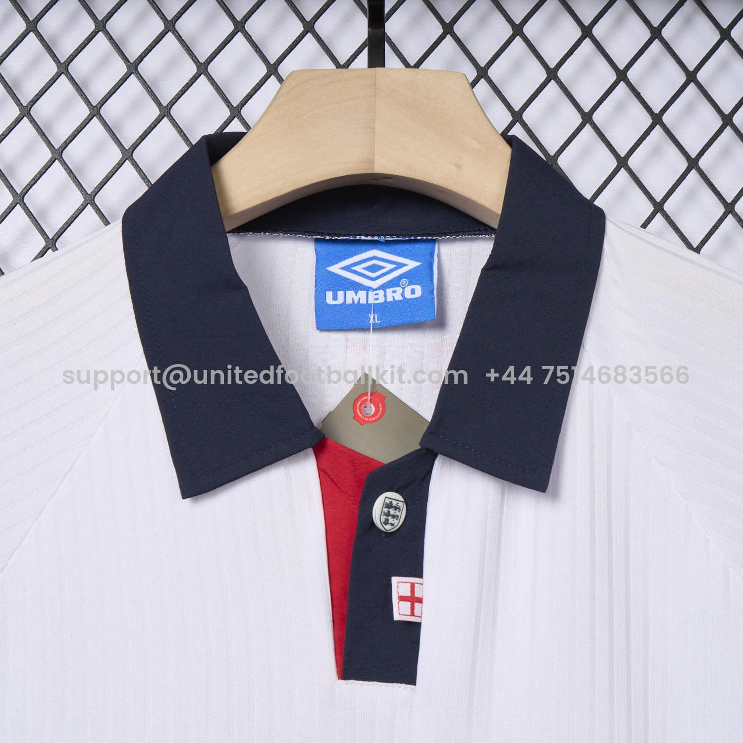 Unitedfootballkit.com | Retro England 1998 Home Jersey -Customize Name, Number and Patch | Worldwide Shipping