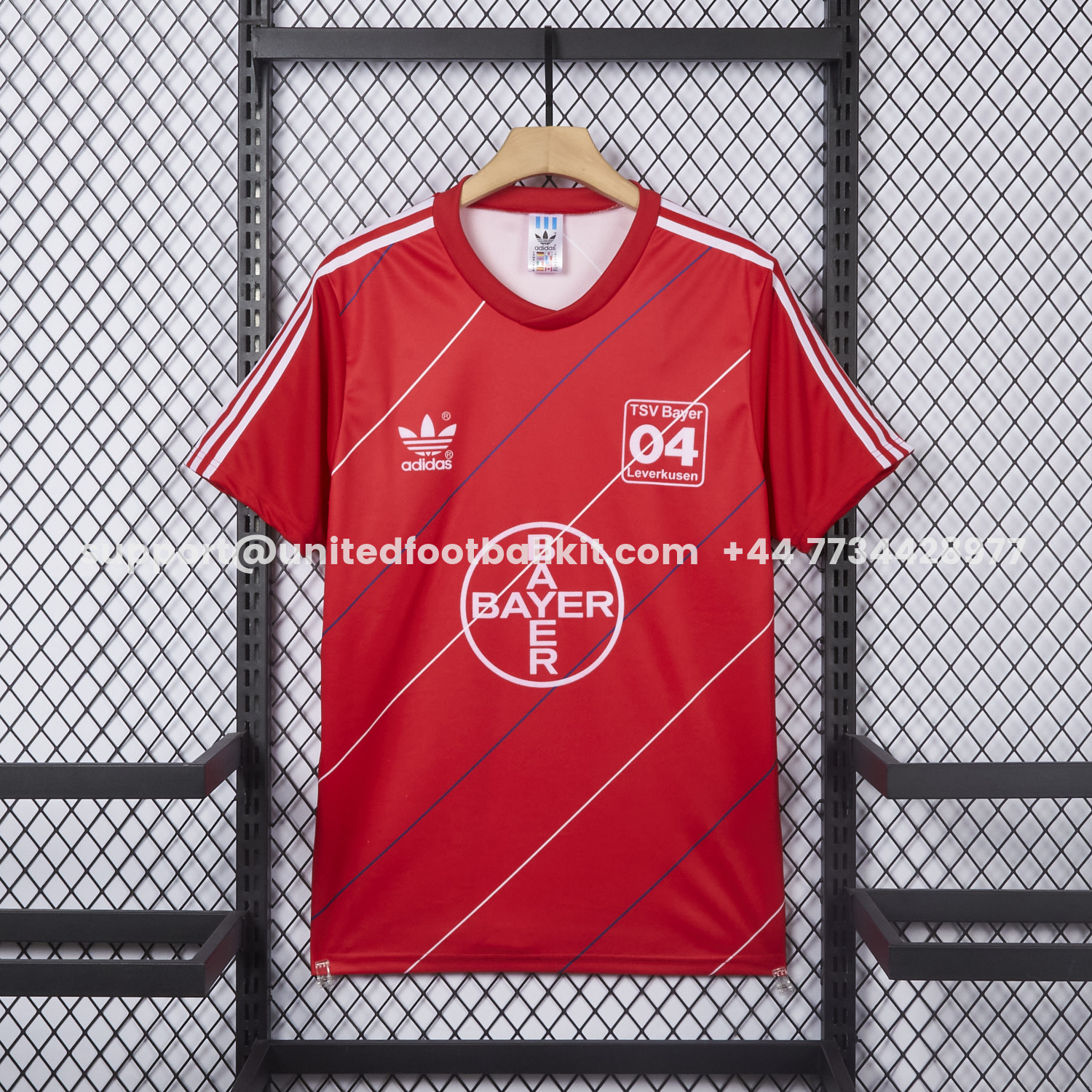 Unitedfootballkit.com | Retro Bayer 04 Leverkusen 1987-88 Home Red Jersey -Customize Name, Number and Patch | Worldwide Shipping