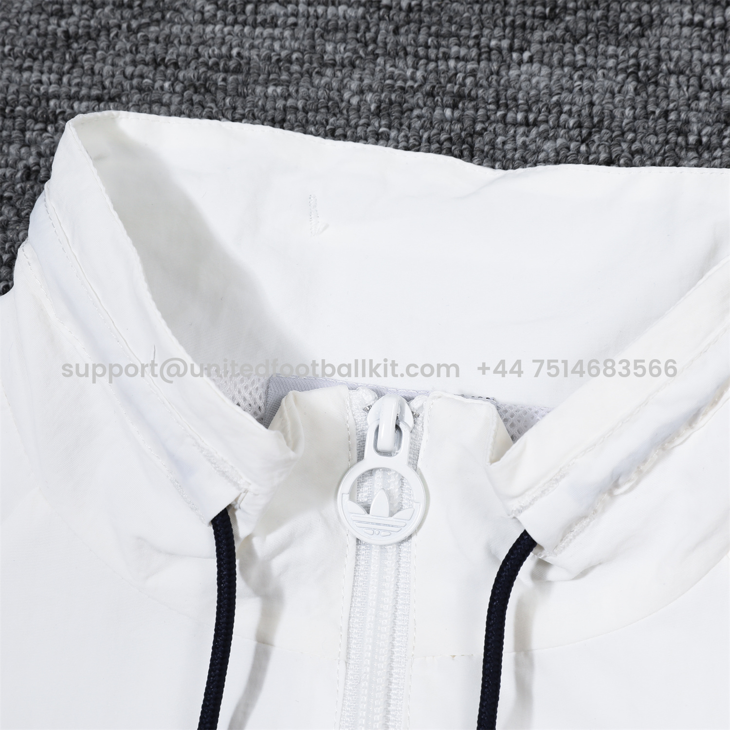 Unitedfootballkit.com | Real Madrid 24-25 Retro Style Player Windbreaker Jacket Suit - White & Orange -Customize Name, Number and Patch | Worldwide Shipping