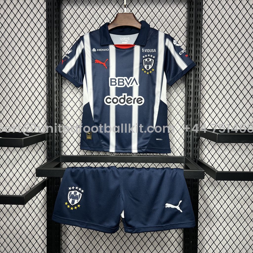 Unitedfootballkit.com | Rayados Monterrey 24-25 Home Stadium Kids Kit -Customize Name, Number and Patch | Worldwide Shipping
