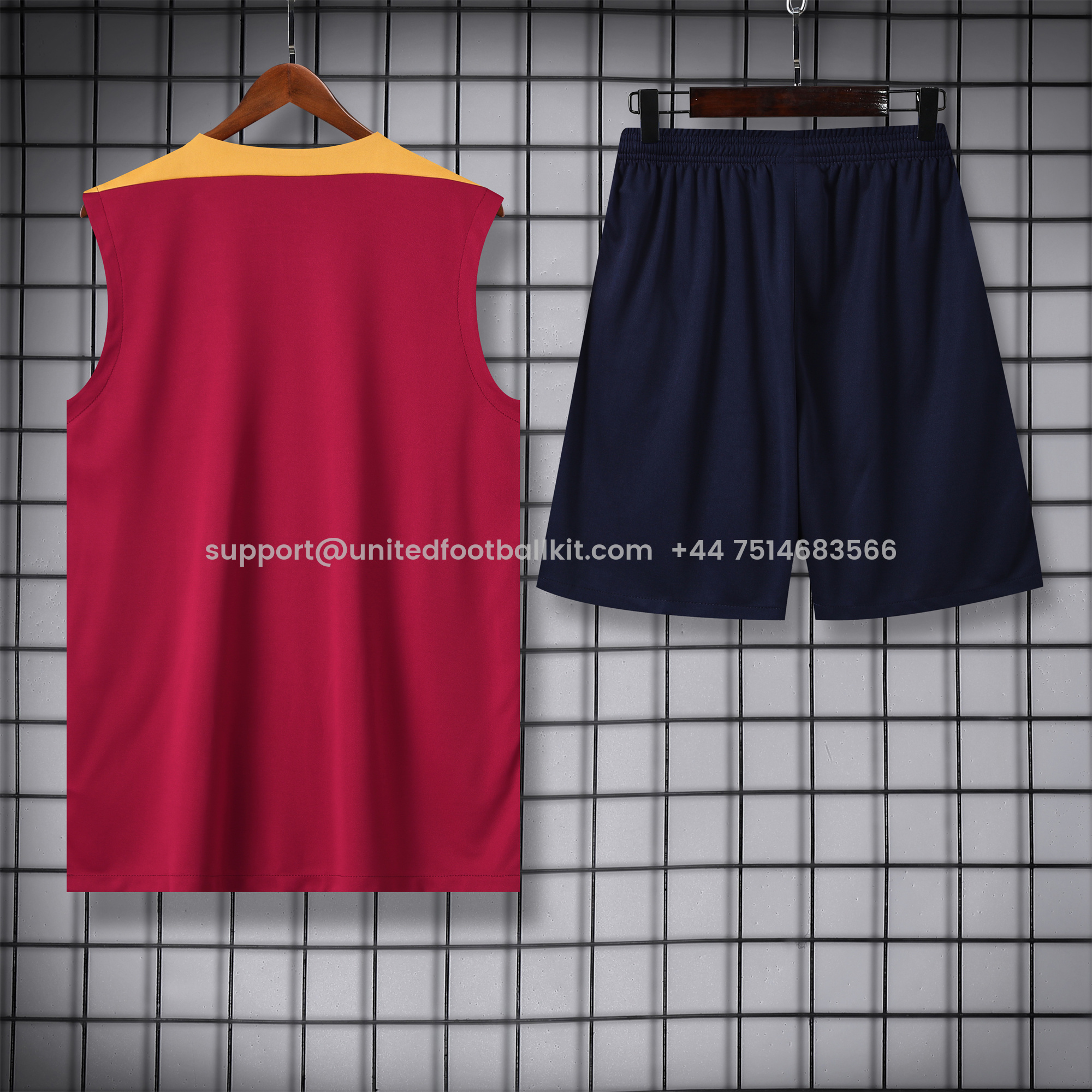 Unitedfootballkit.com | Barcelona 24-25 Training Vest Suit - Red -Customize Name, Number and Patch | Worldwide Shipping