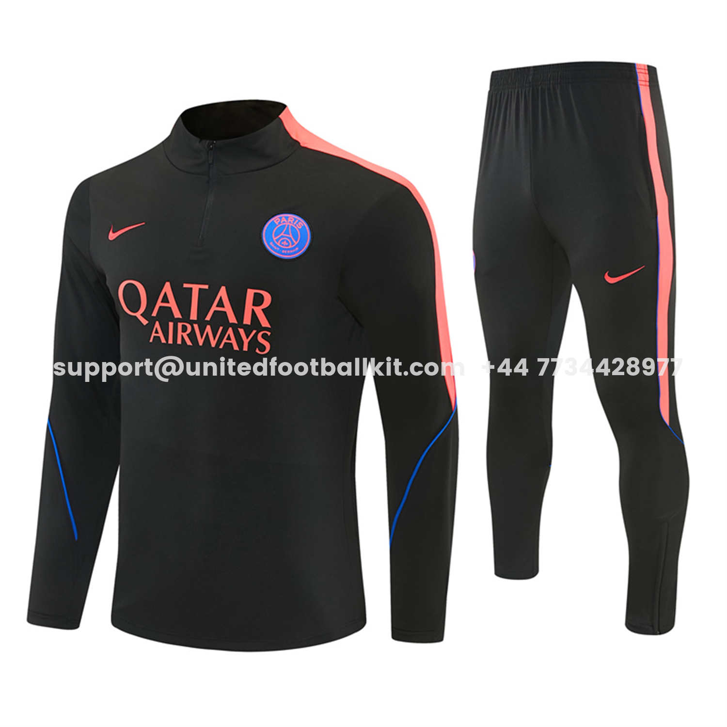 Unitedfootballkit.com | Paris Saint-Germain 26-27 Long Sleeves Training Set - Black With Pink Top & Pants -Customize Name, Number and Patch | Worldwide Shipping