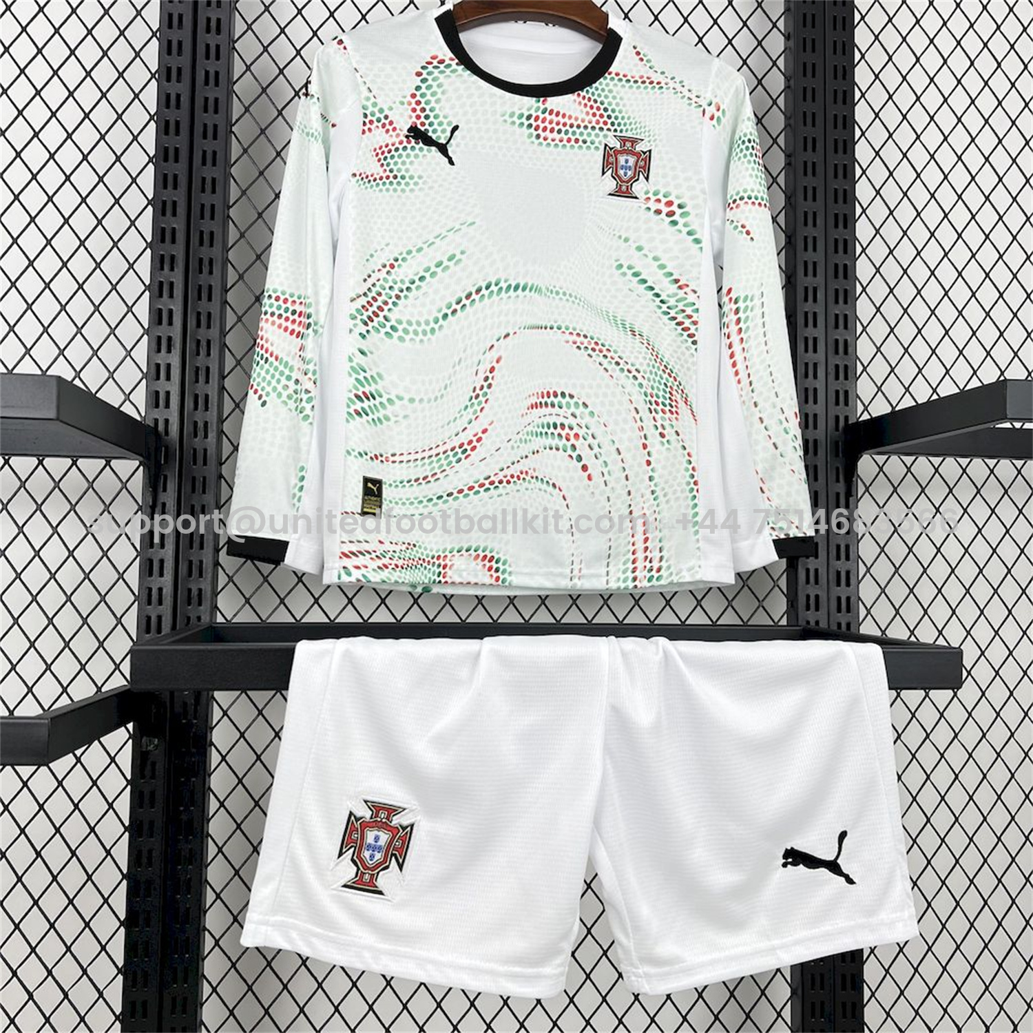 Unitedfootballkit.com | Portugal 2025-26 Away Long Sleeves Kids Kit -Customize Name, Number and Patch | Worldwide Shipping