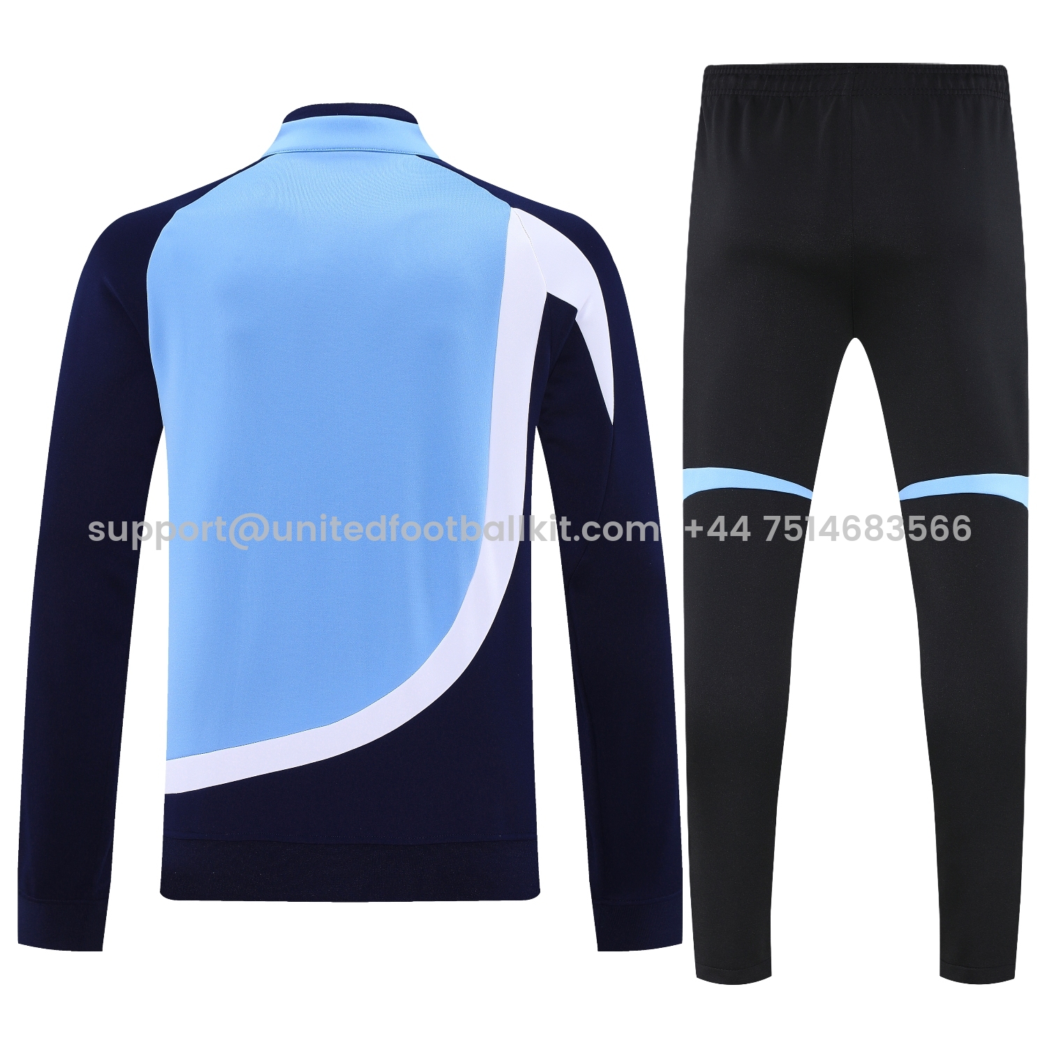 Unitedfootballkit.com | Real Madrid 25-26 Throwback Jacket Training Tracksuit - Blue Jackets & Black Pants -Customize Name, Number and Patch | Worldwide Shipping