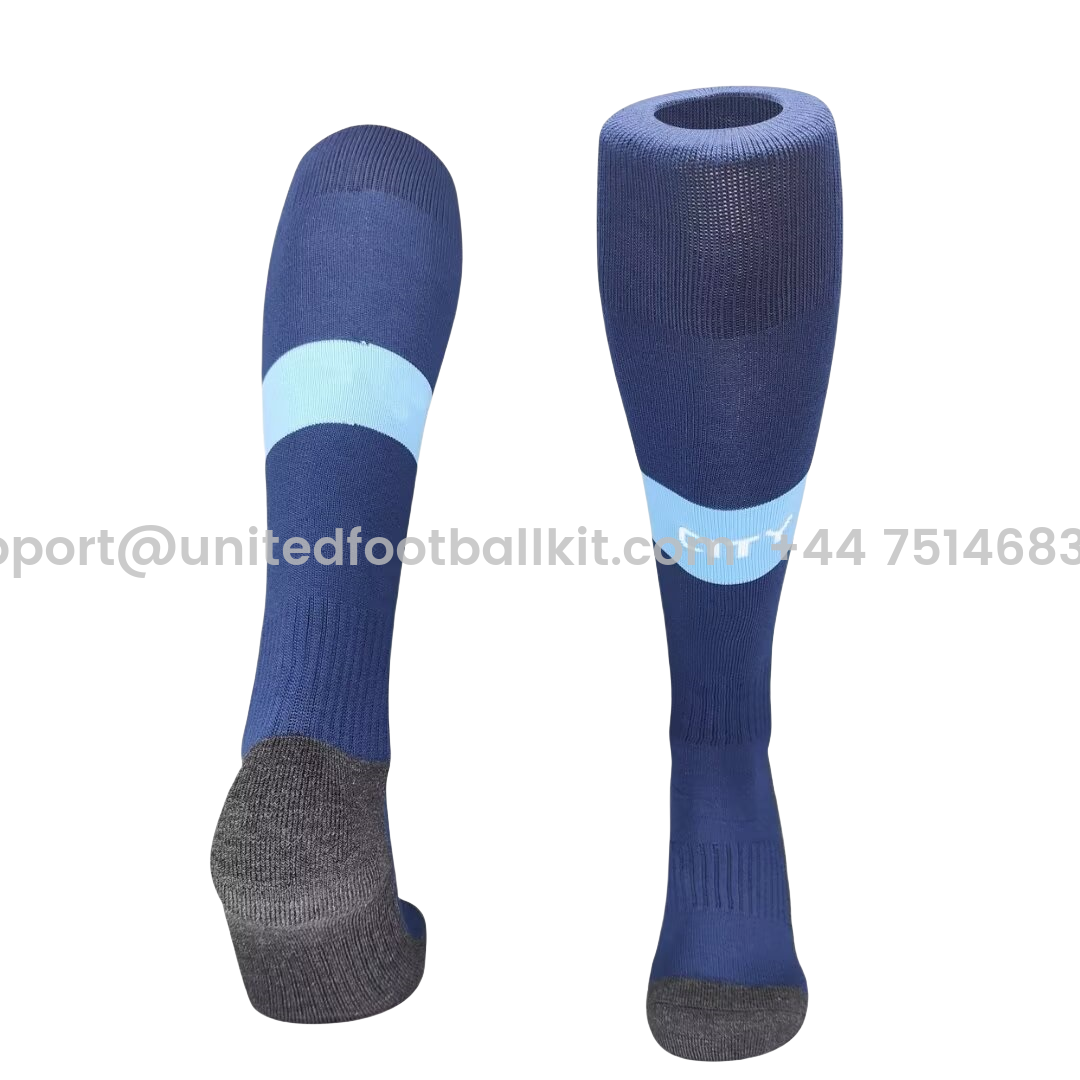 Unitedfootballkit.com | Manchester City 24-25 Home Socks - Blue -Customize Name, Number and Patch | Worldwide Shipping