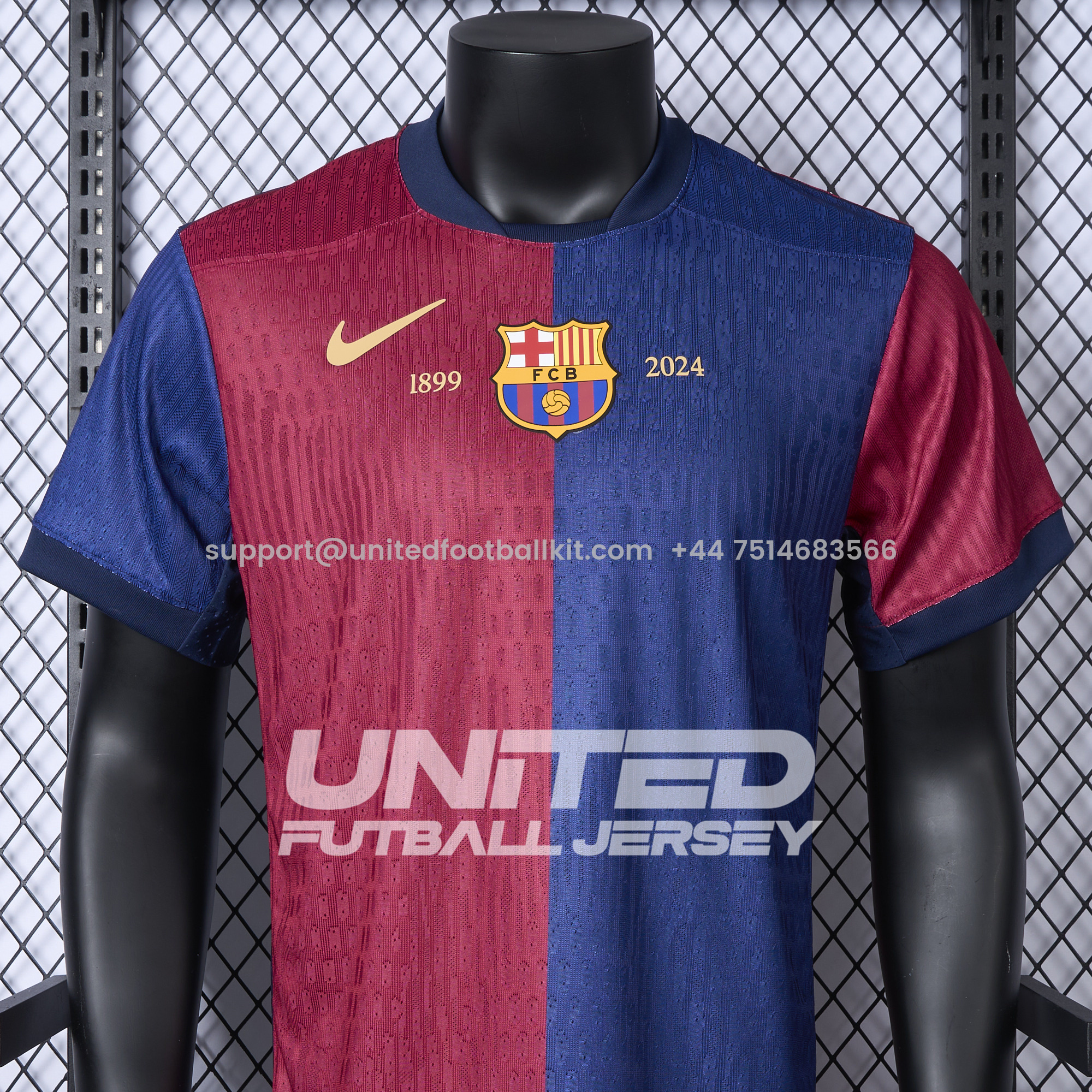 Unitedfootballkit.com | Barcelona 24-25 Home Unsponsored Anniversary Jersey - Player Version -Customize Name, Number and Patch | Worldwide Shipping
