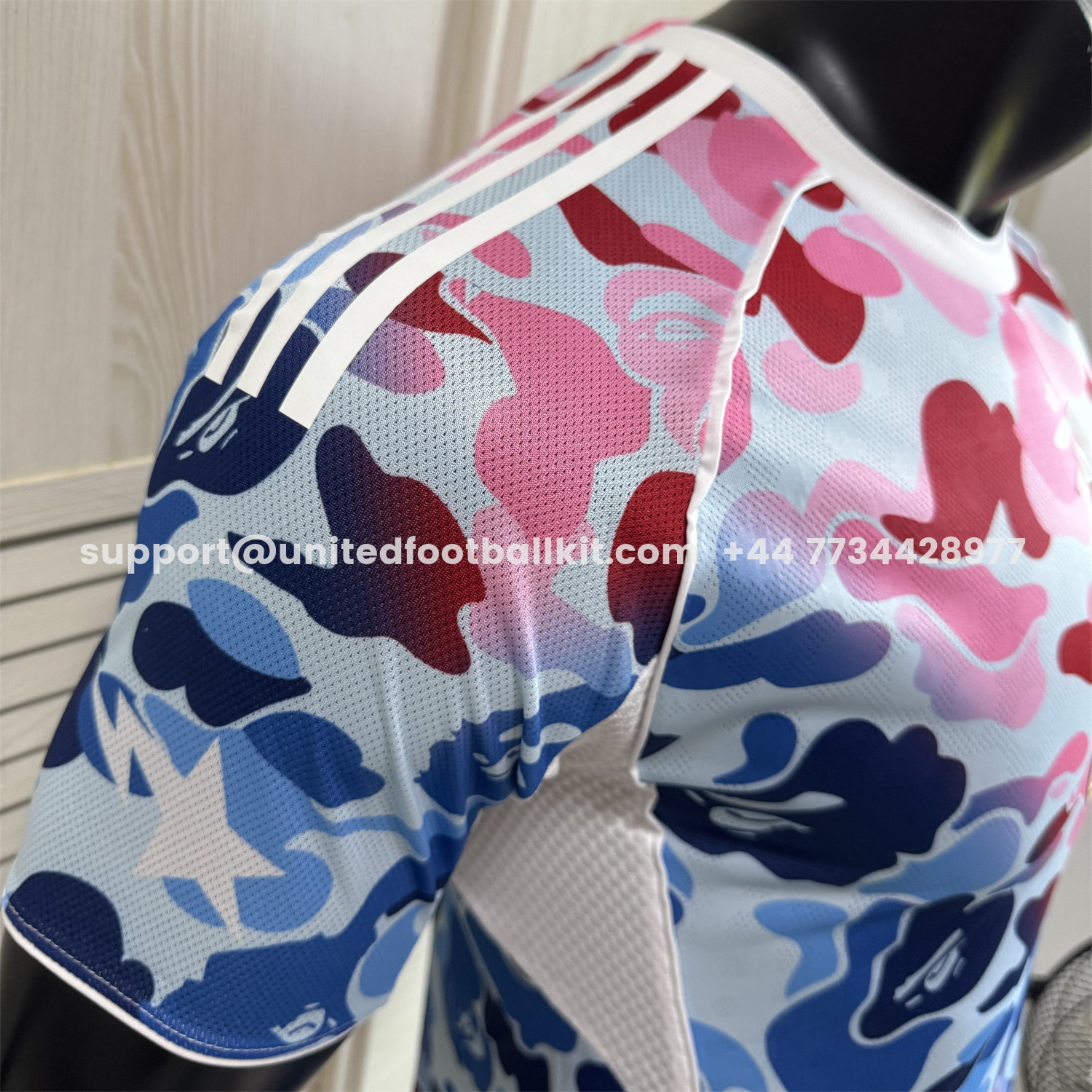 Unitedfootballkit.com | Adidas x A Bathing Ape Pink And Blue Camouflage Special Jersey - Player Version -Customize Name, Number and Patch | Worldwide Shipping