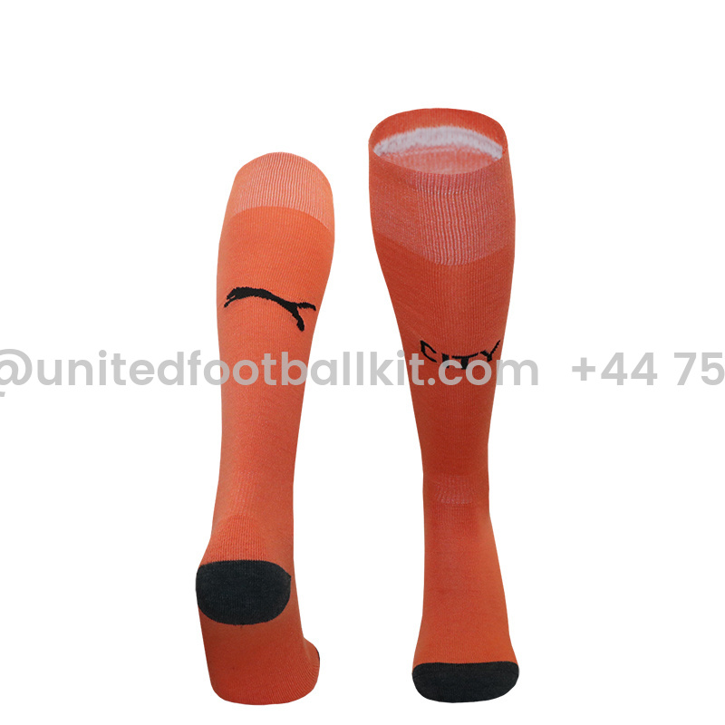 Unitedfootballkit.com | Manchester City 24-25 Goalkeeper GK Socks - Orange -Customize Name, Number and Patch | Worldwide Shipping