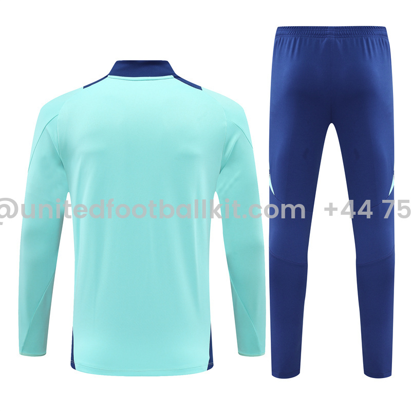 Unitedfootballkit.com | Manchester United 24-25 Long Sleeve Training Set - Lake Blue -Customize Name, Number and Patch | Worldwide Shipping
