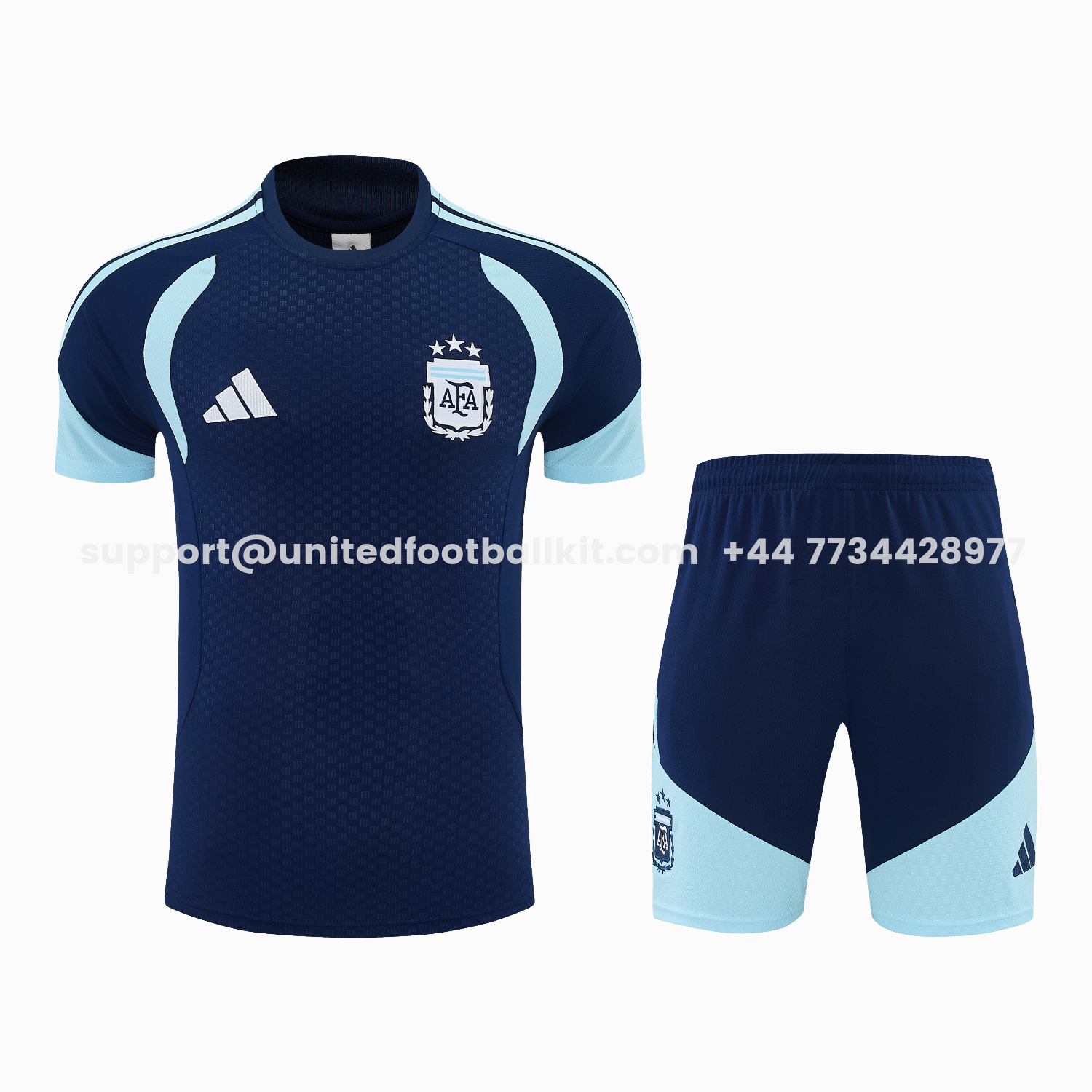 Unitedfootballkit.com | Argentina 2026 Short-Sleeve Training Set - Dark Blue Top and Shorts -Customize Name, Number and Patch | Worldwide Shipping