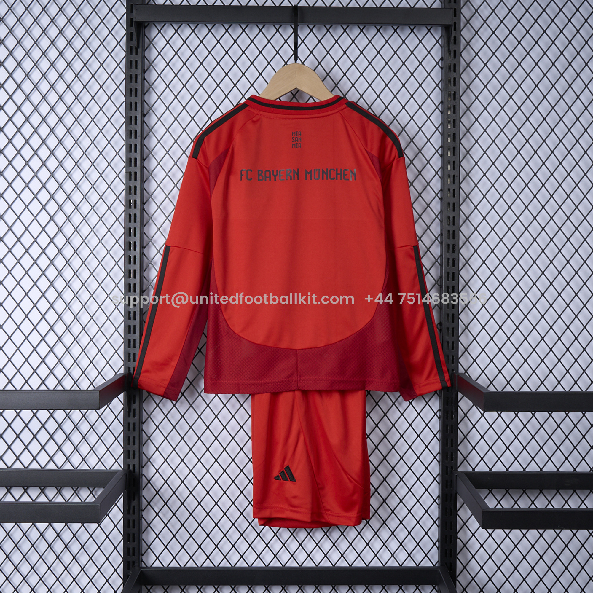 Unitedfootballkit.com | Bayern Munich 24-25 Home Long Sleeve Kids Kit - Fans Version -Customize Name, Number and Patch | Worldwide Shipping