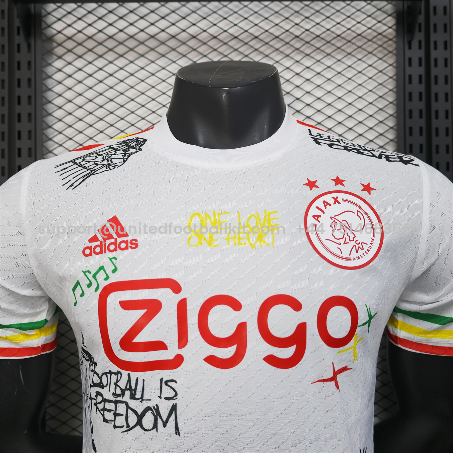 Unitedfootballkit.com | Ajax x B-O-B Marly 2025-26 40th White Special Edition Jersey - Player Version -Customize Name, Number and Patch | Worldwide Shipping